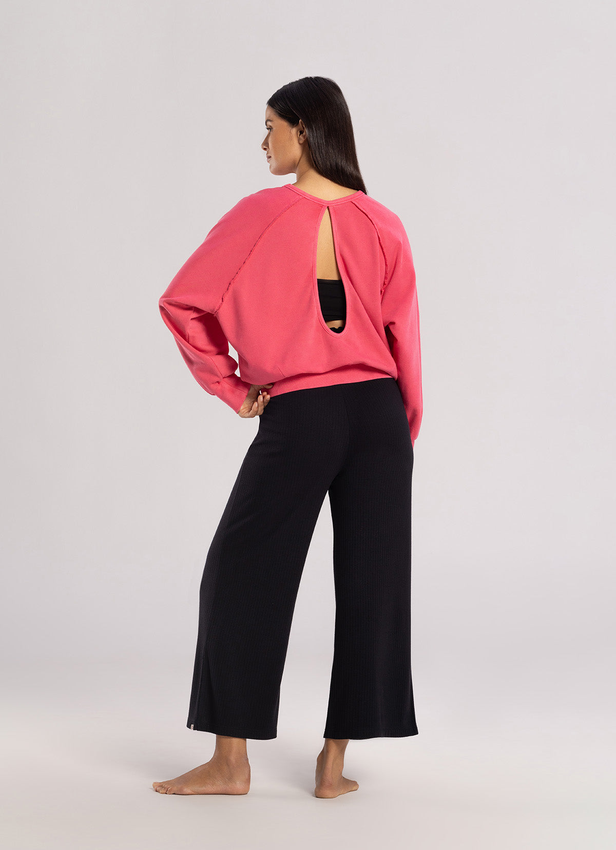 Wide rib straight pants_Black