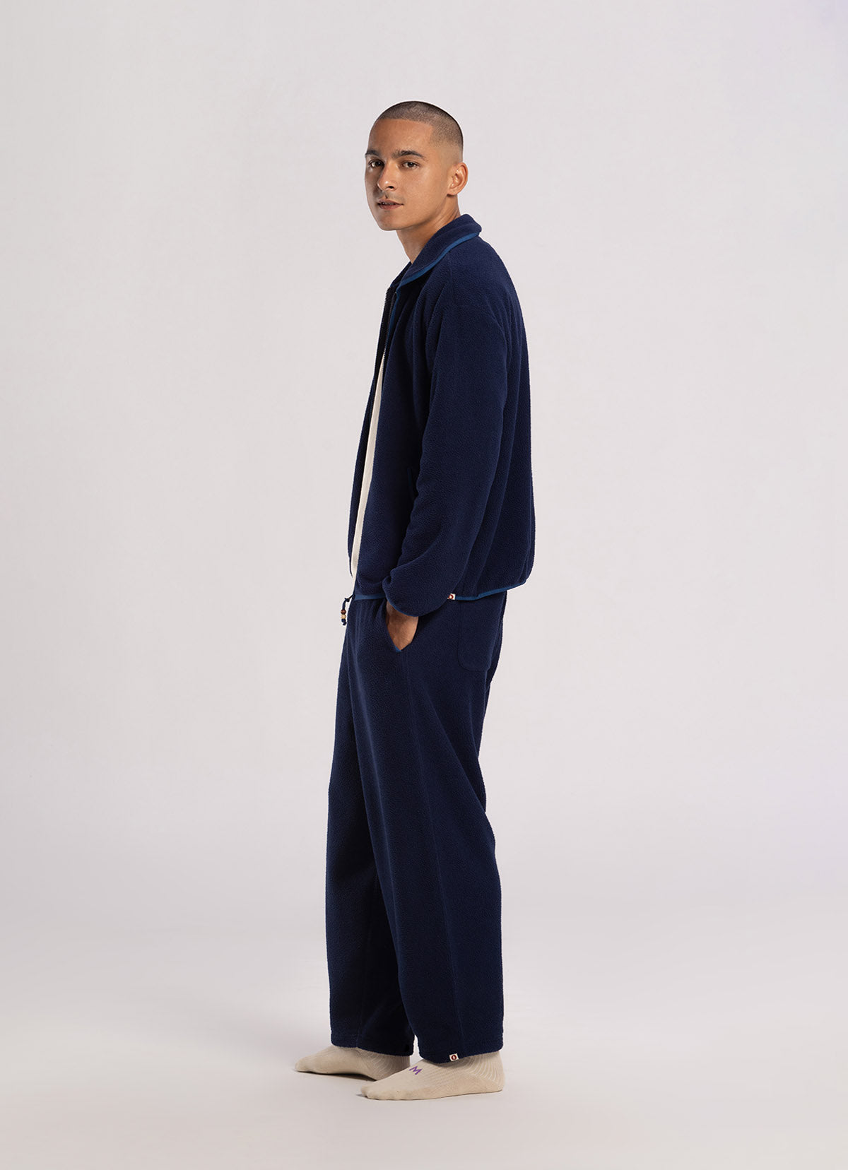 Bind fleece pants (Unisex)_Navy