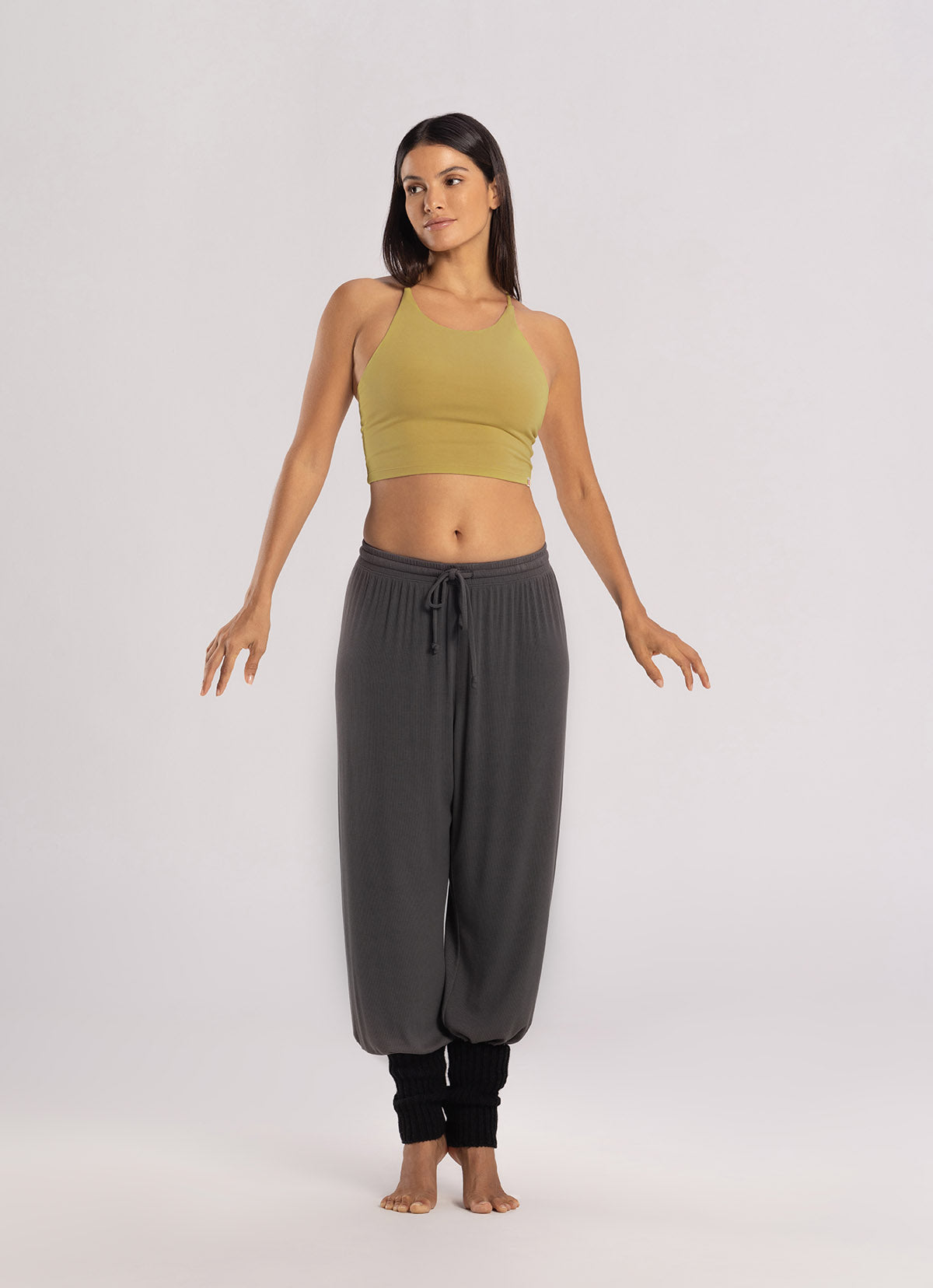 Rib jogger ankle pants_Dark Grey