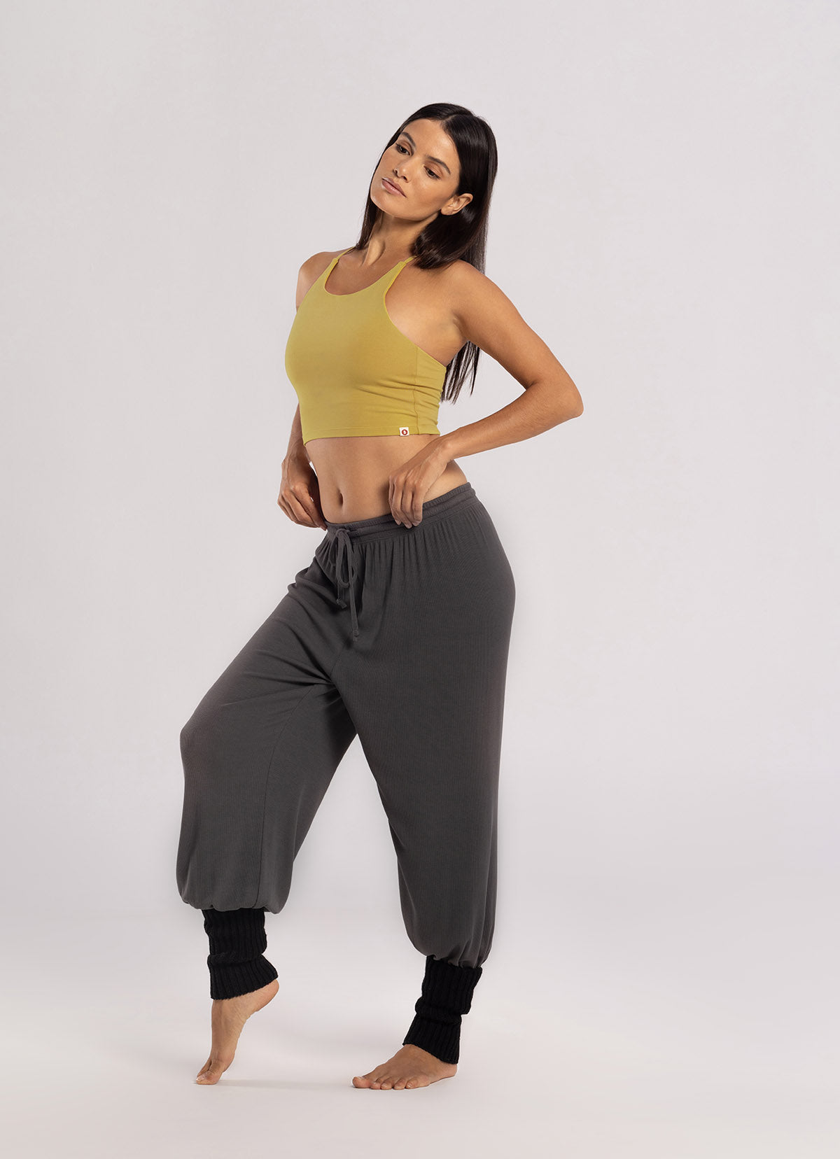 Rib jogger ankle pants_Dark Grey