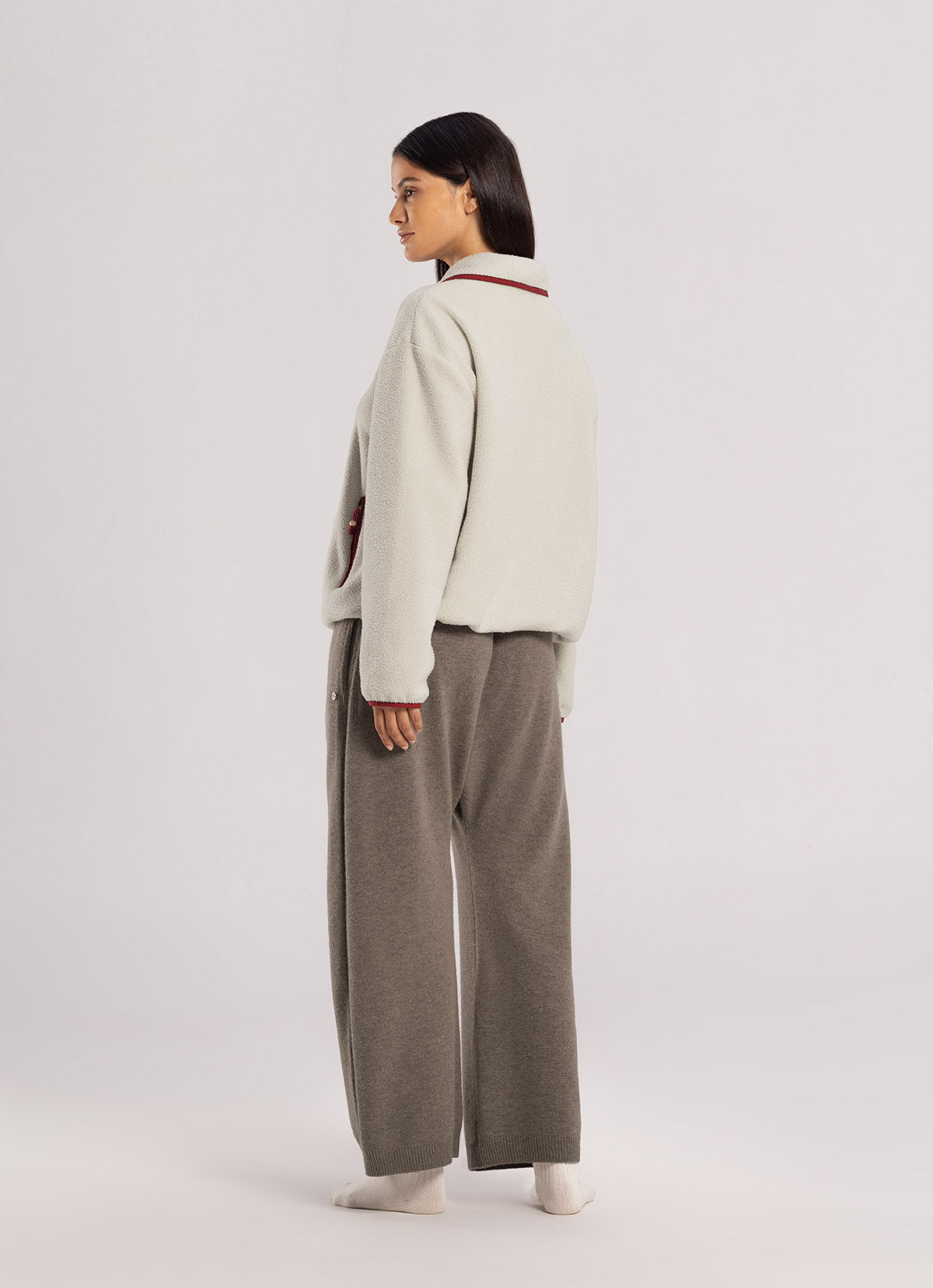 Round knit pants_Stone Gray