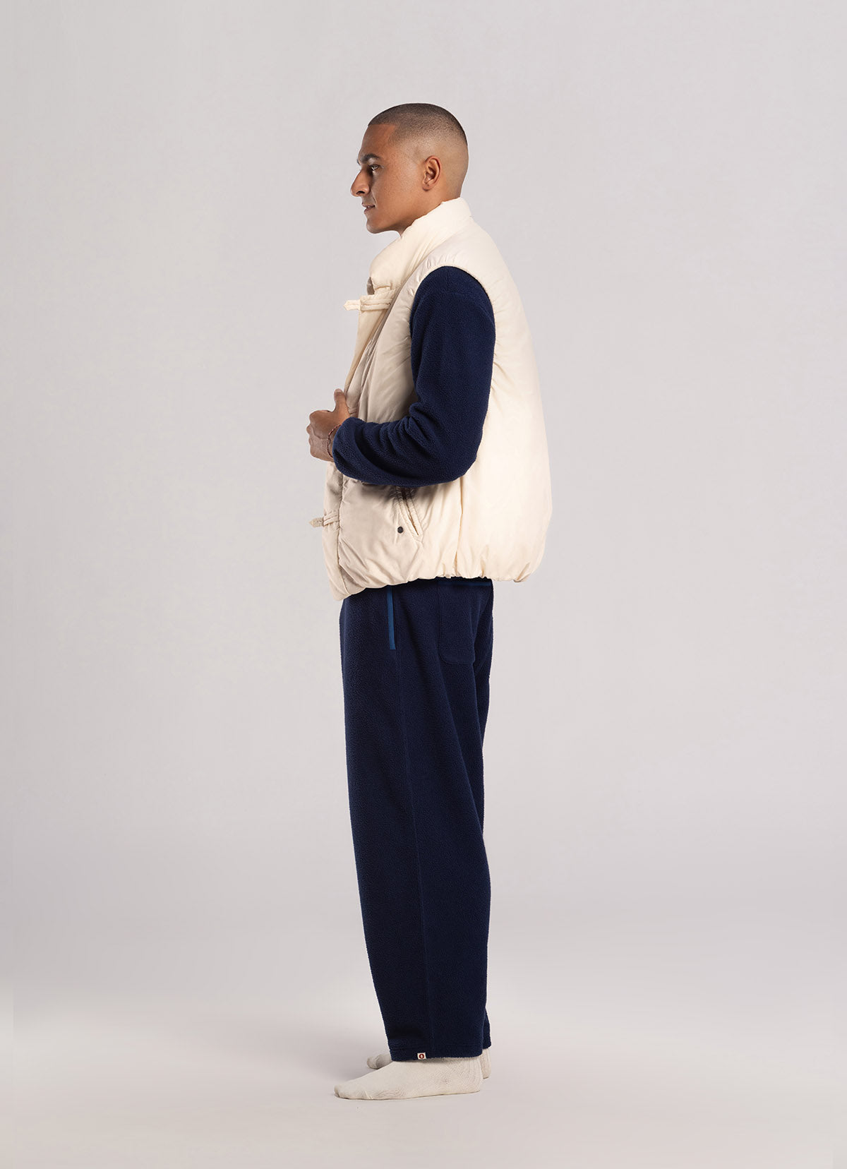 Bind fleece pants (Unisex)_Navy