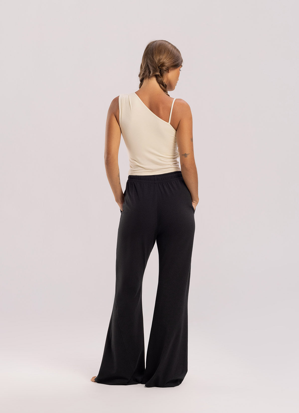 Panel bootcut pants_Black