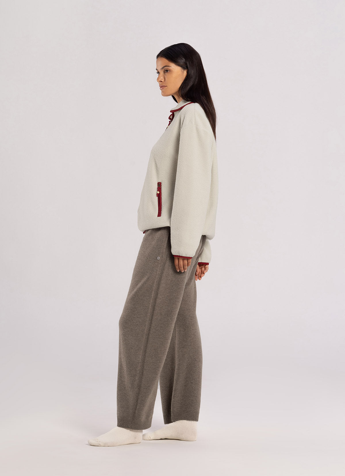 Round knit pants_Stone Gray
