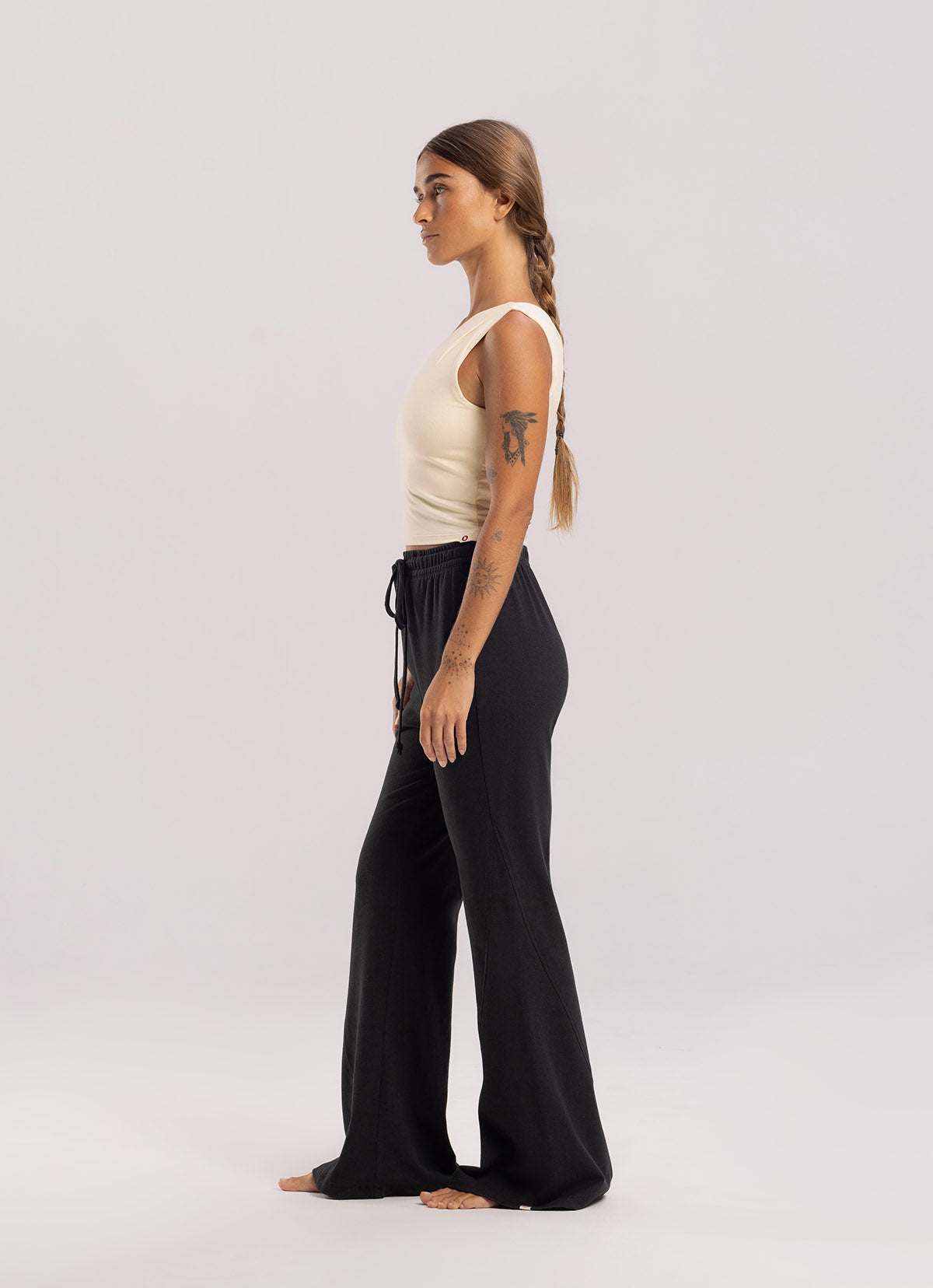 Panel bootcut pants_Black