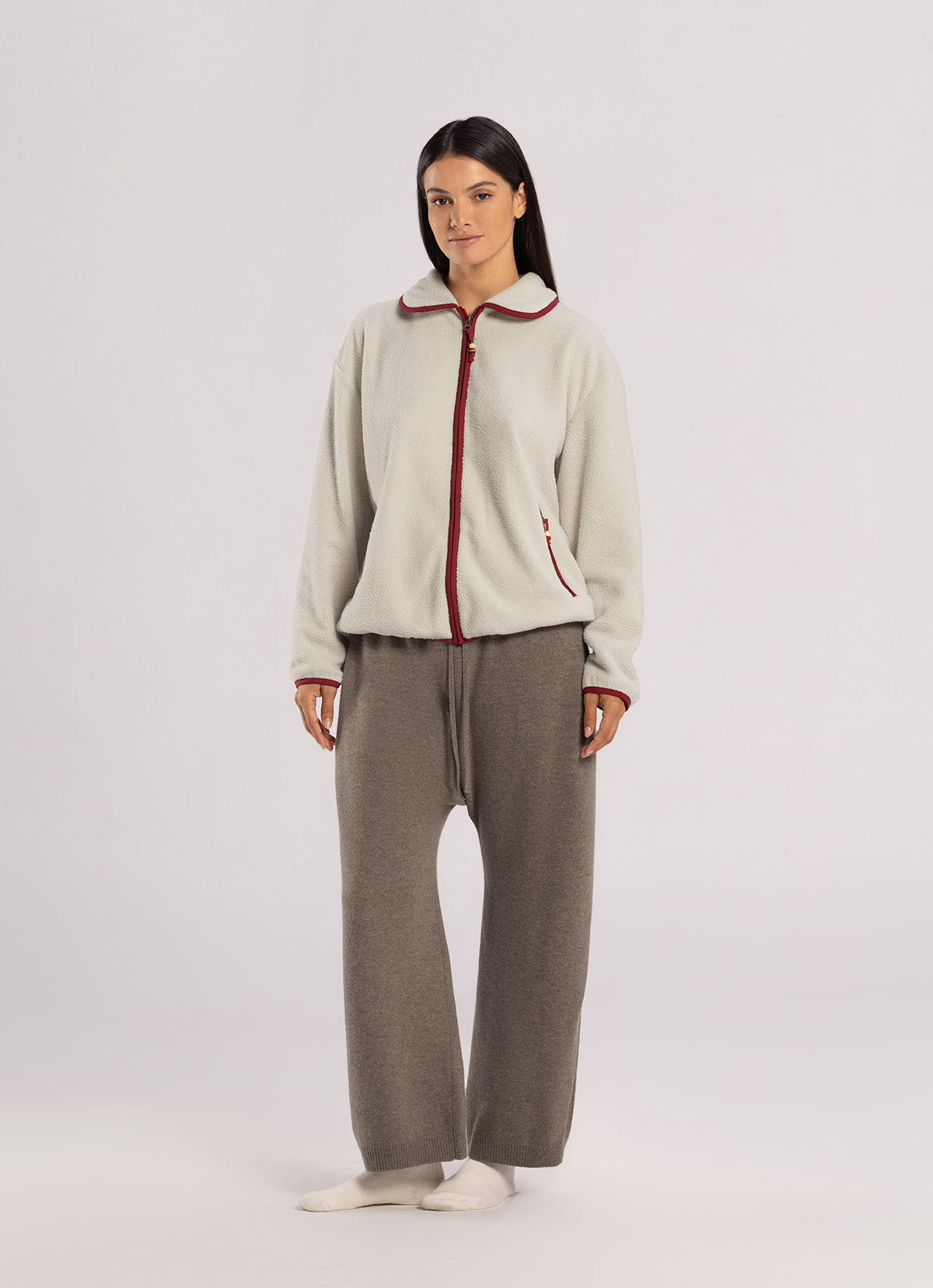 Round knit pants_Stone Gray