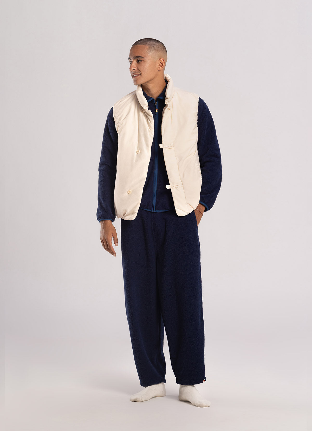 Bind fleece pants (Unisex)_Navy