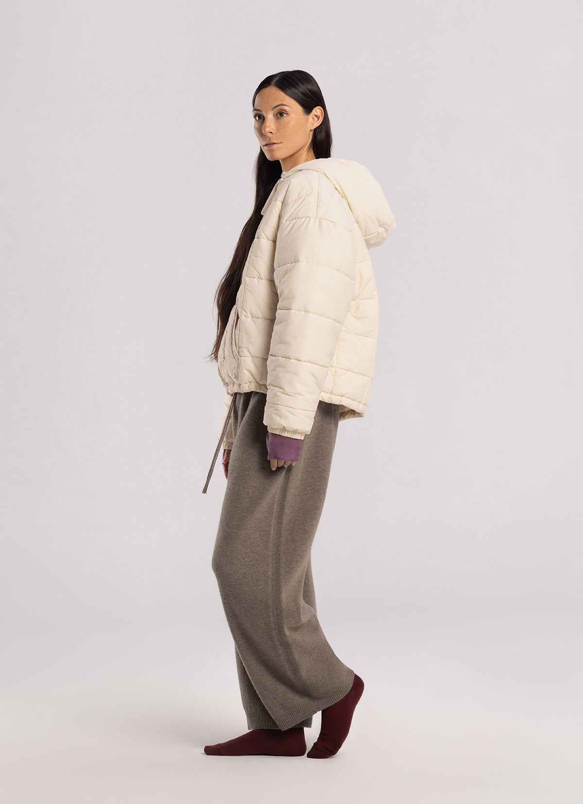 Round knit pants_Stone Gray