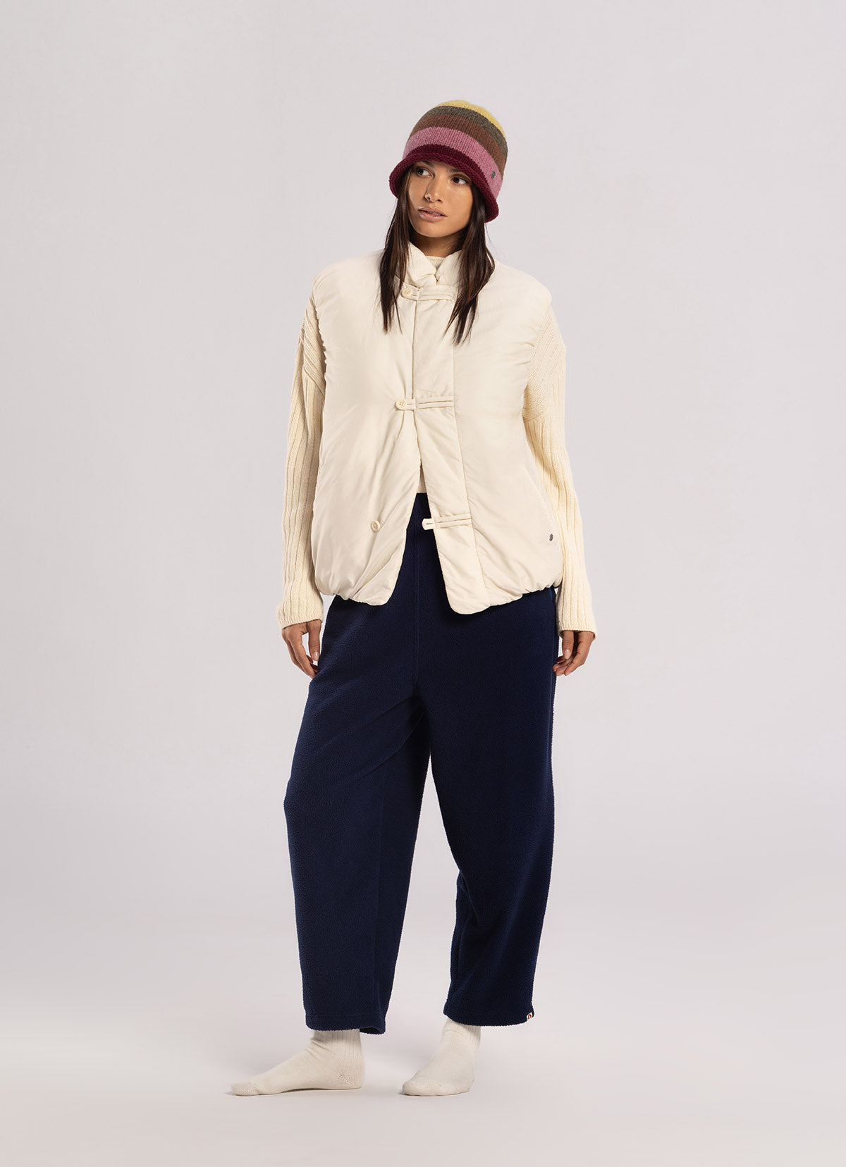 Bind fleece pants (Unisex)_Navy