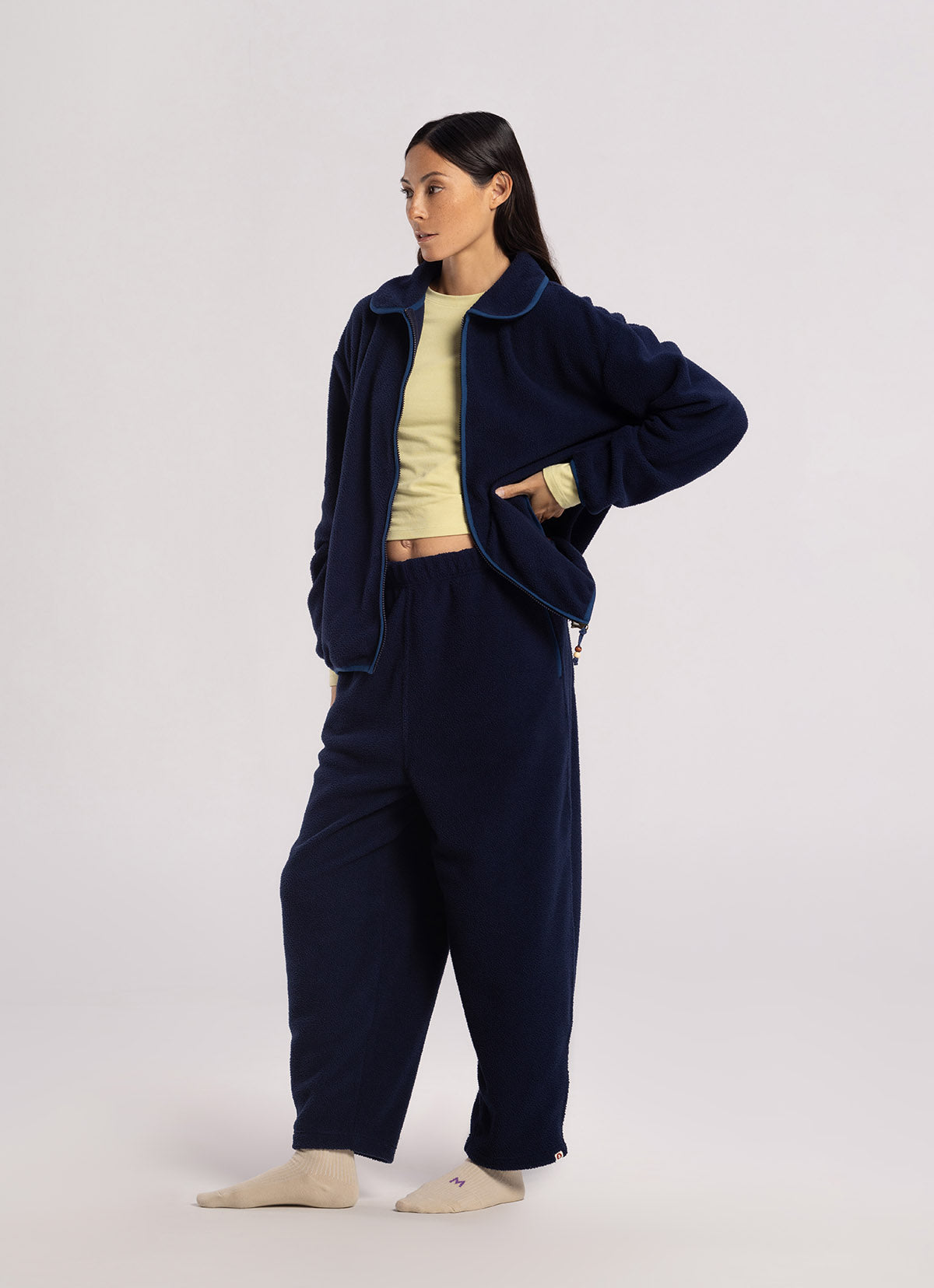 Bind fleece pants (Unisex)_Navy
