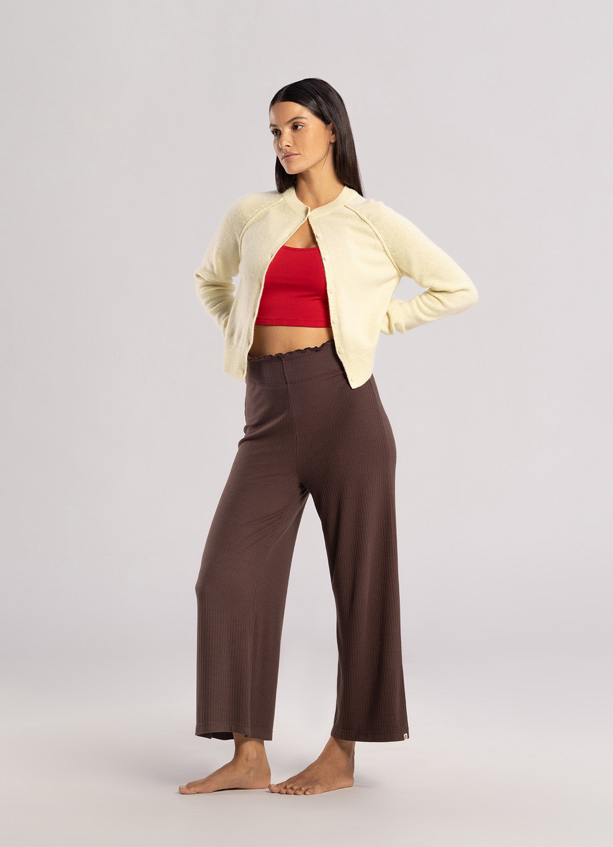 Wide rib straight pants_Carafe