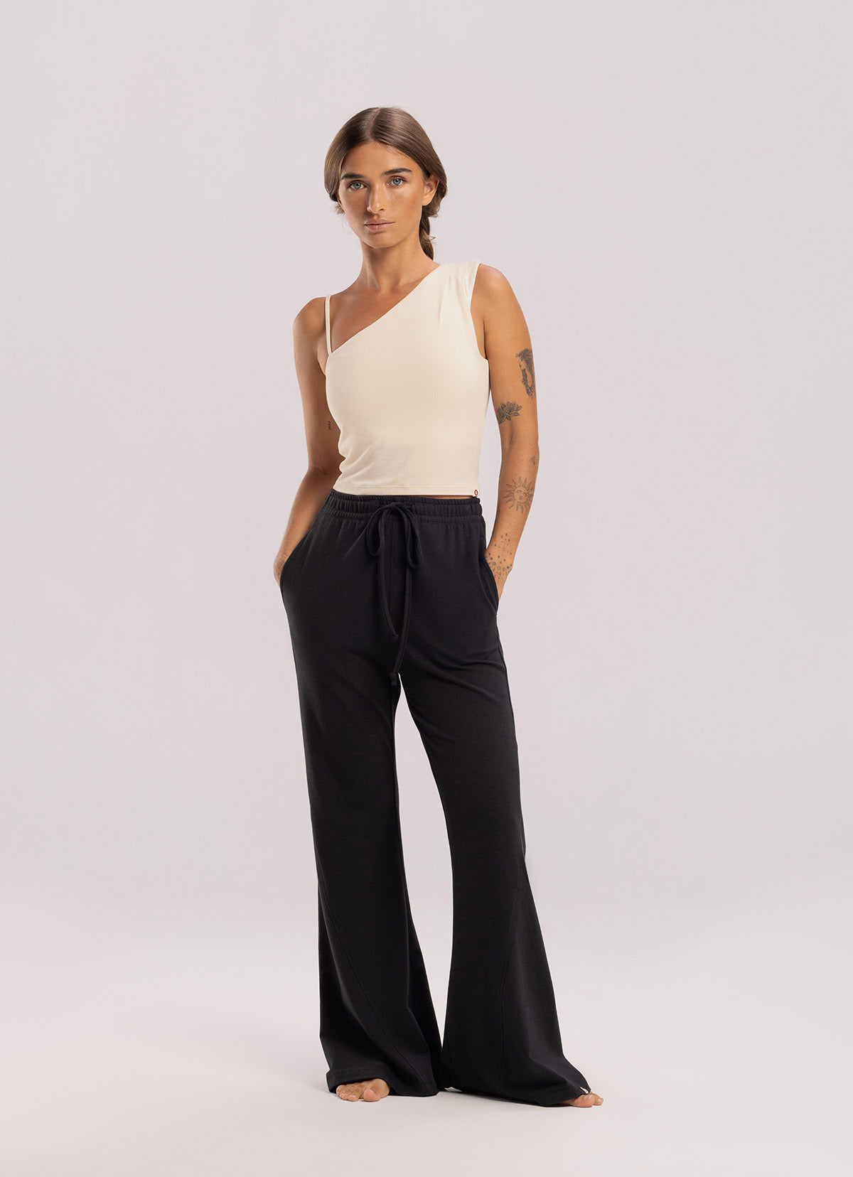 Panel bootcut pants_Black