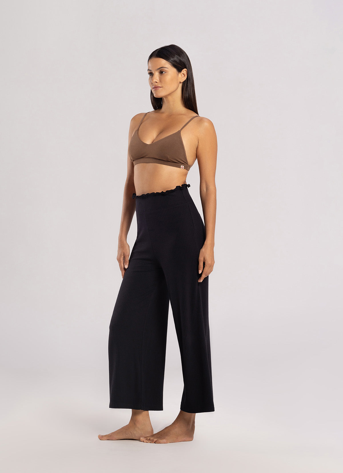 Wide rib straight pants_Black