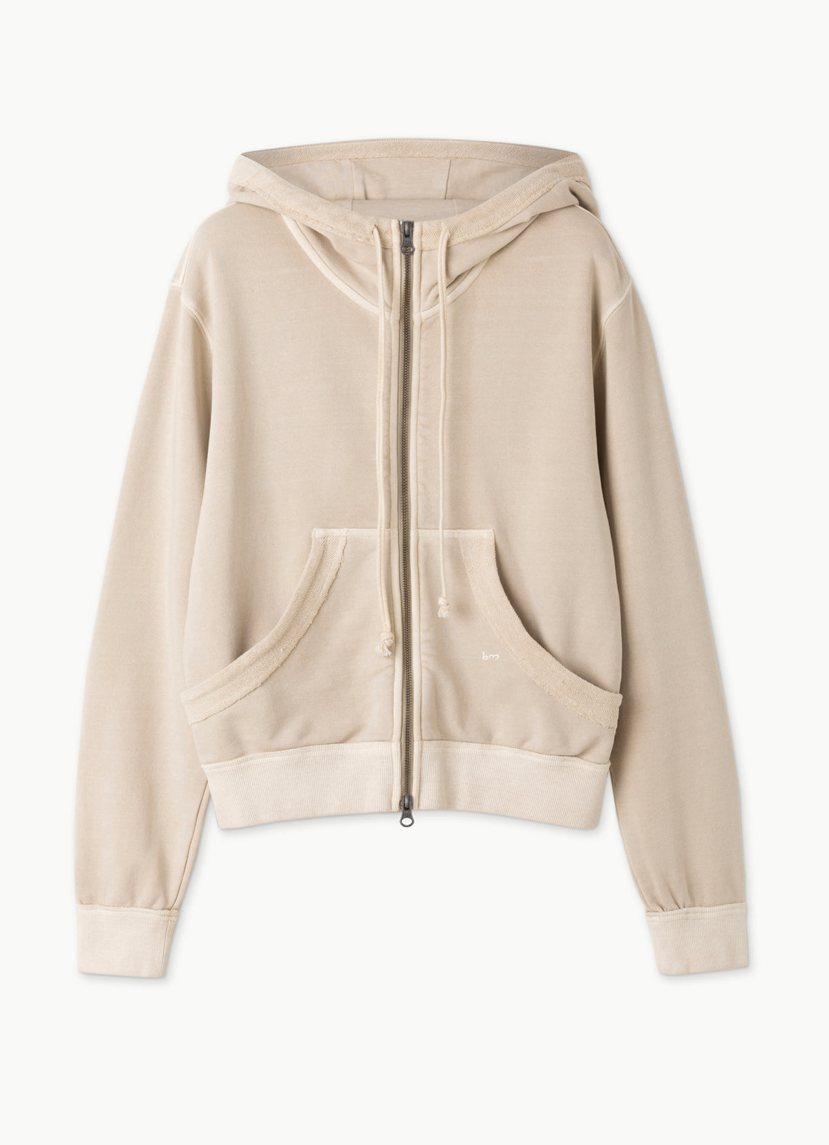 Fitted zip-up hoodie_Taupe