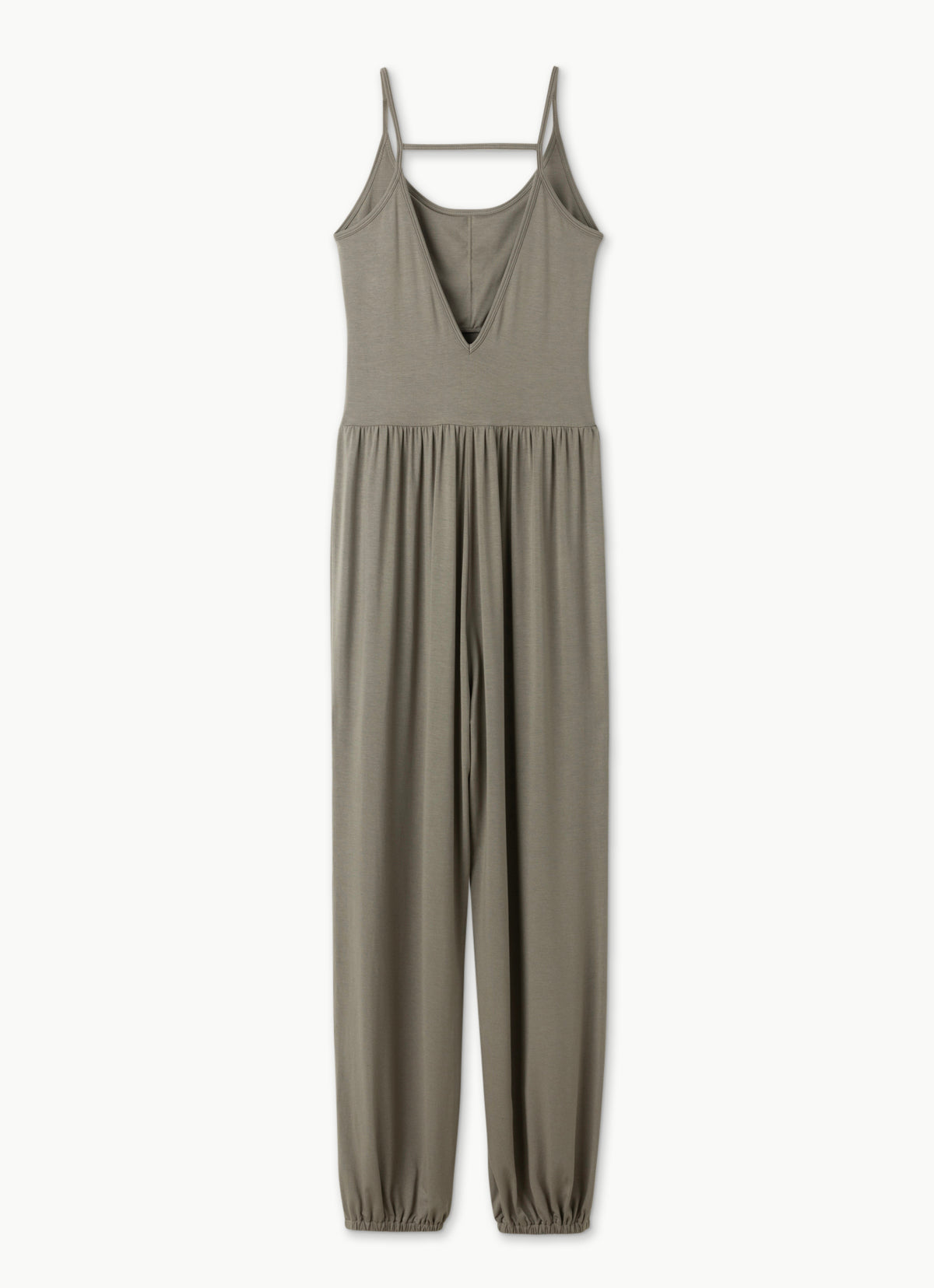 Deep V jumpsuit_Grey Khaki
