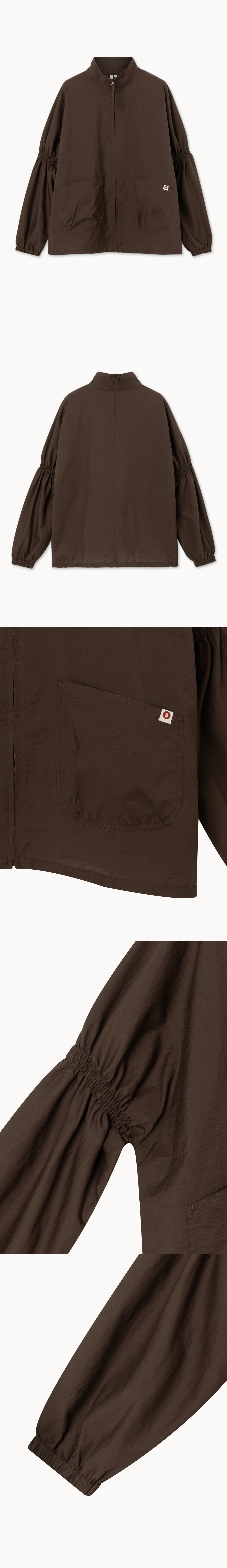Shirring zip-up jacket_Brown