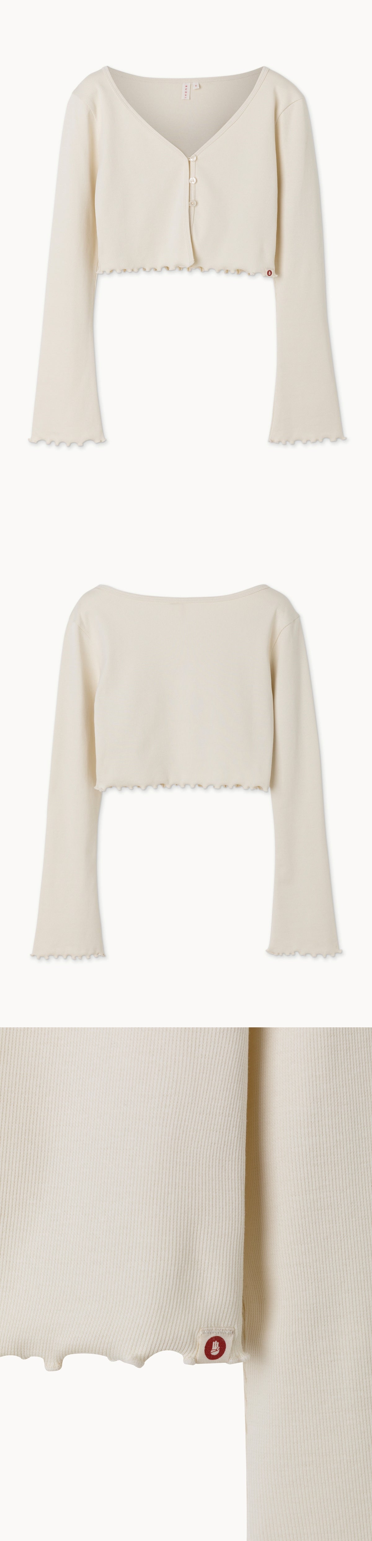Crop rib cardigan_Turtledove