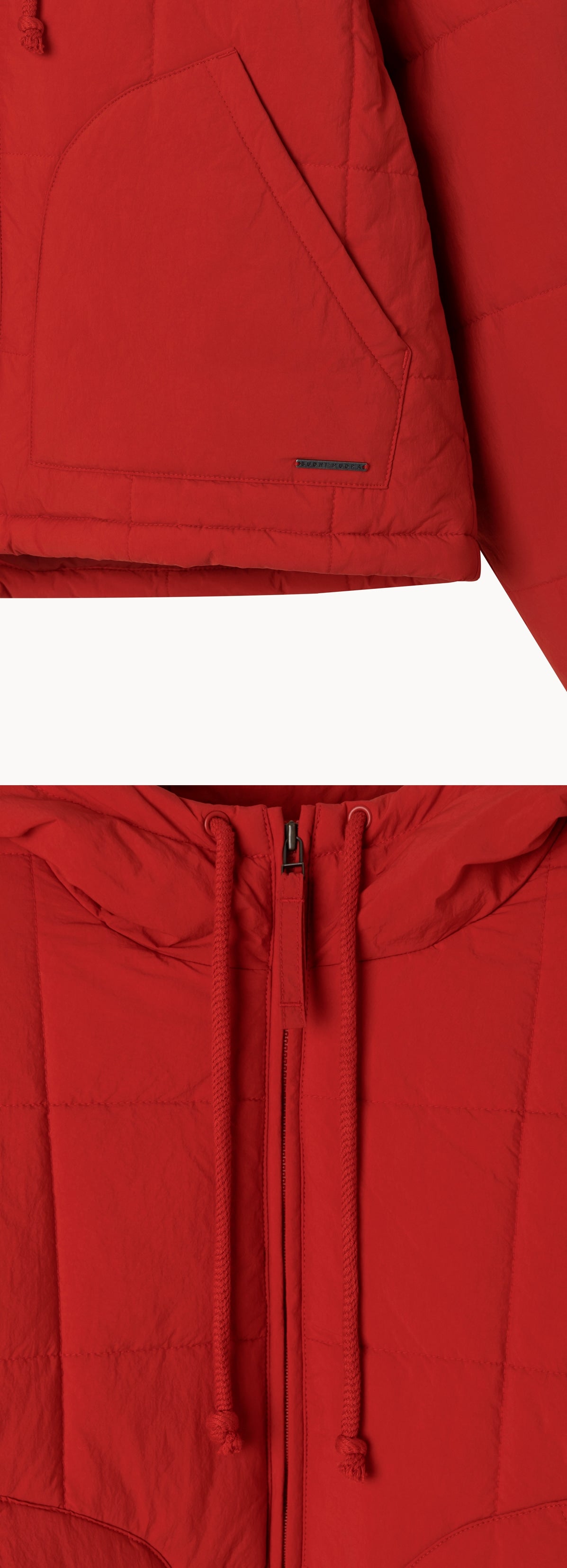 Grid padded hoodie #2_Aura Orange