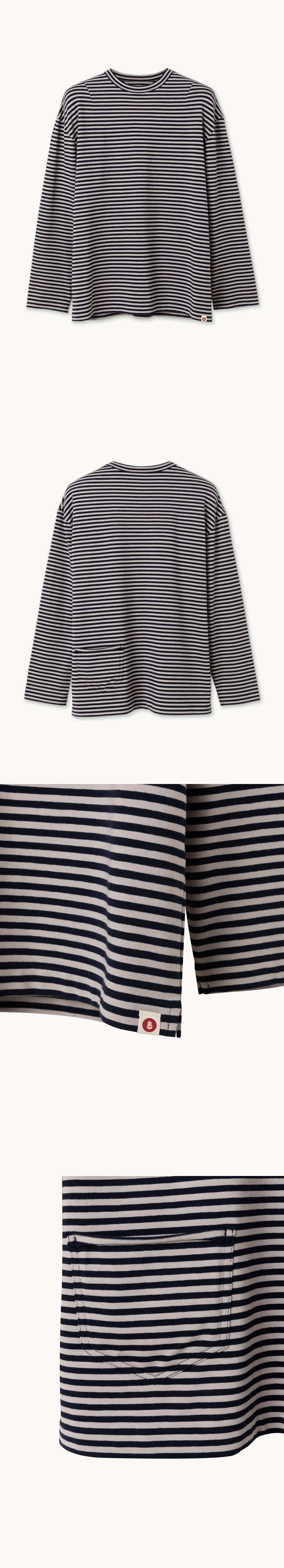 Small pocket long sleeve (Unisex)_STR_Navy Multi