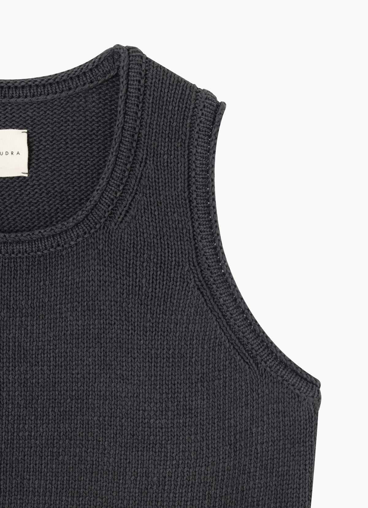 Linen rolled knit top_Navy
