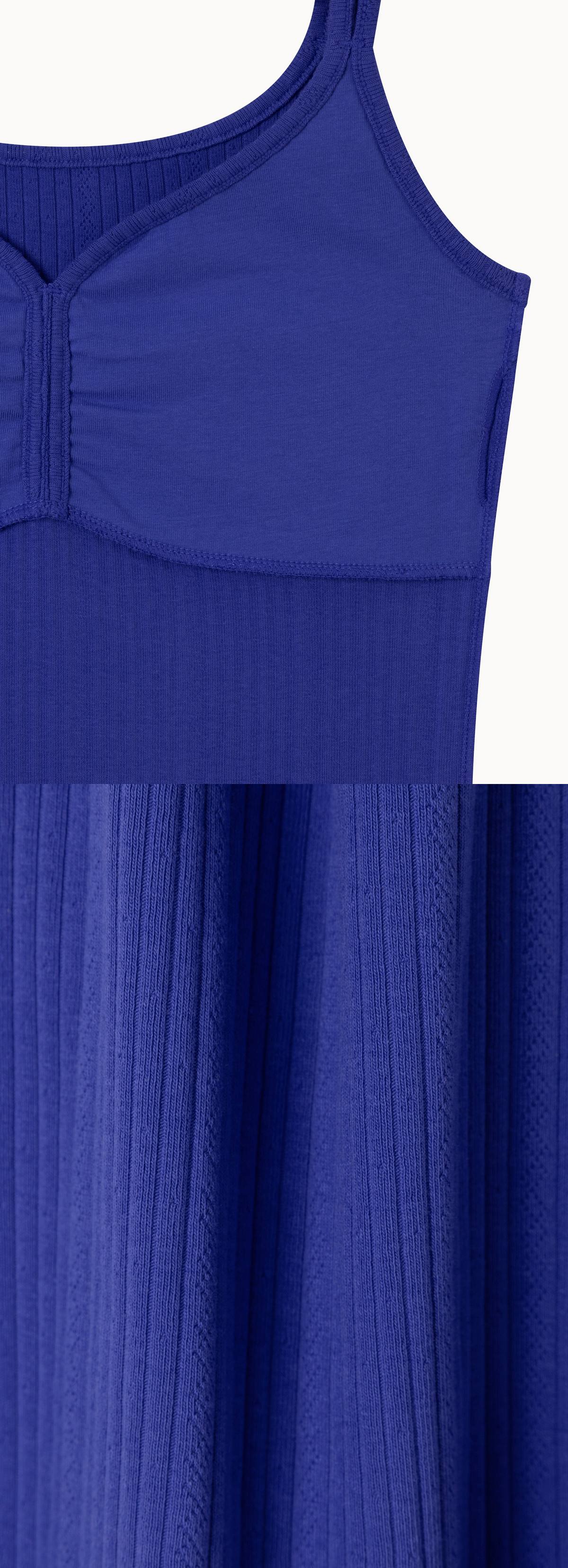 Pointelle shirring tank top_Bluing