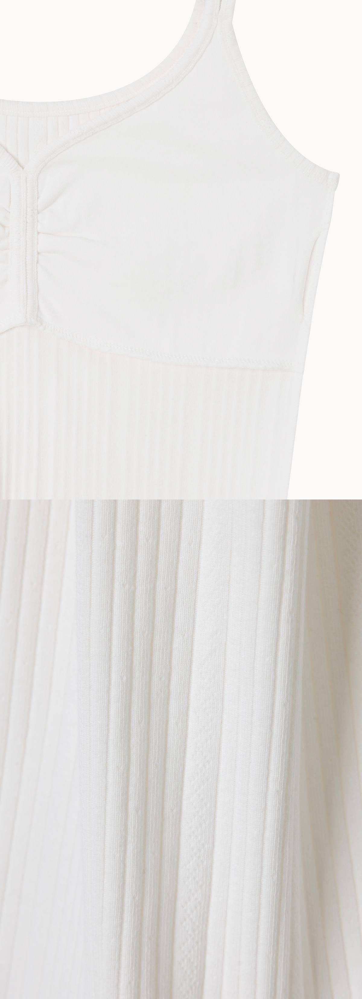 Pointelle shirring tank top_Star White