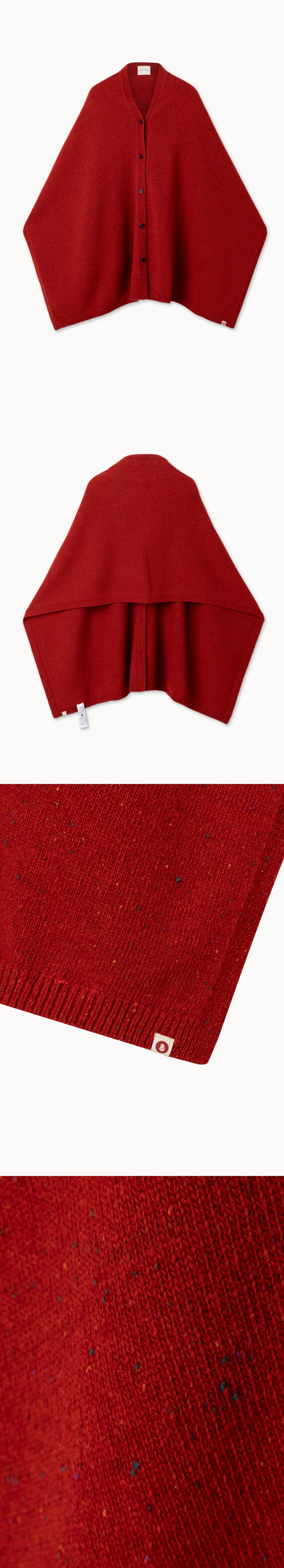 Wide button-up shawl_Red