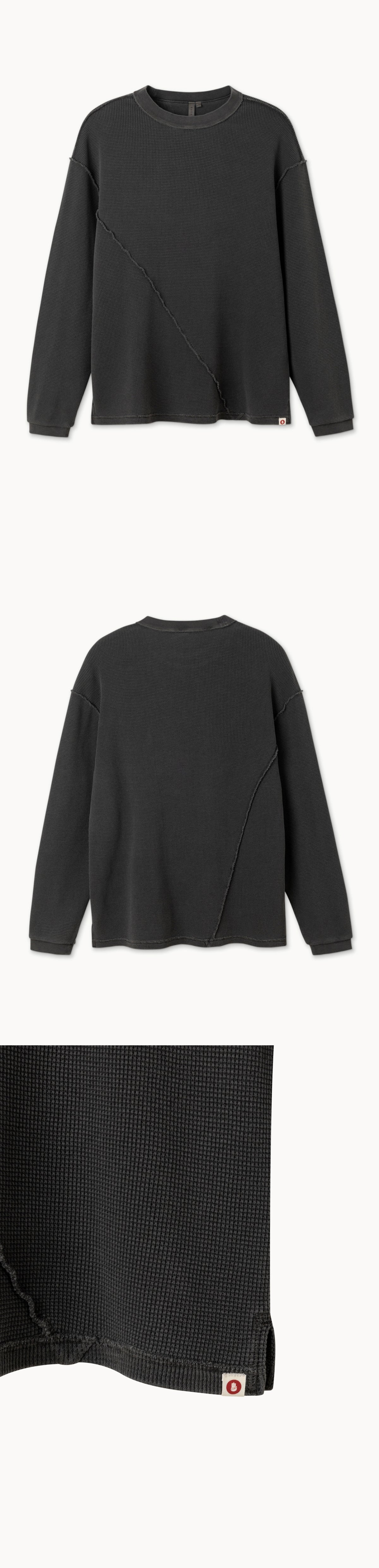 Waffle long sleeve (Unisex)_Black