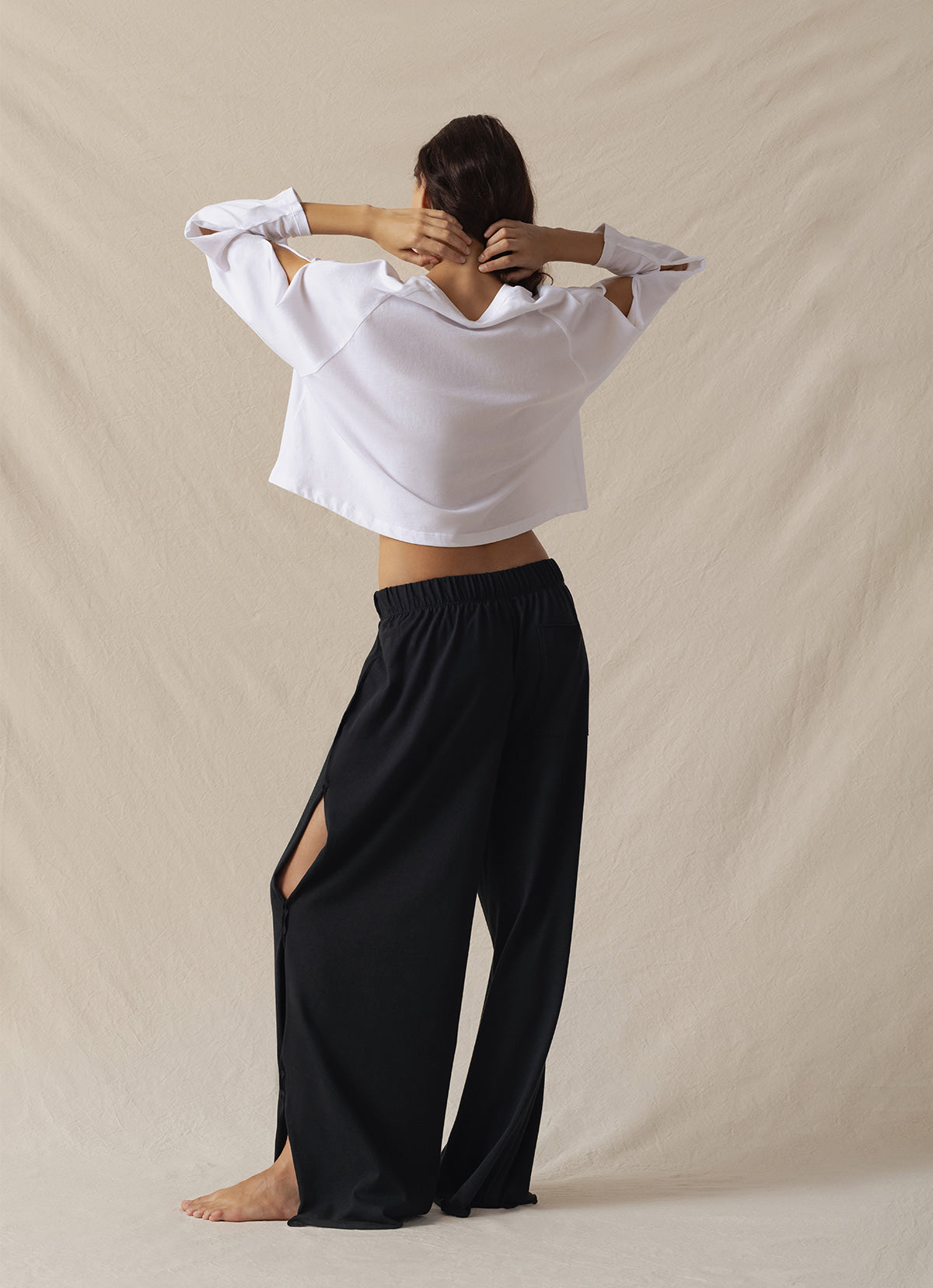 Hole wide pants_Black