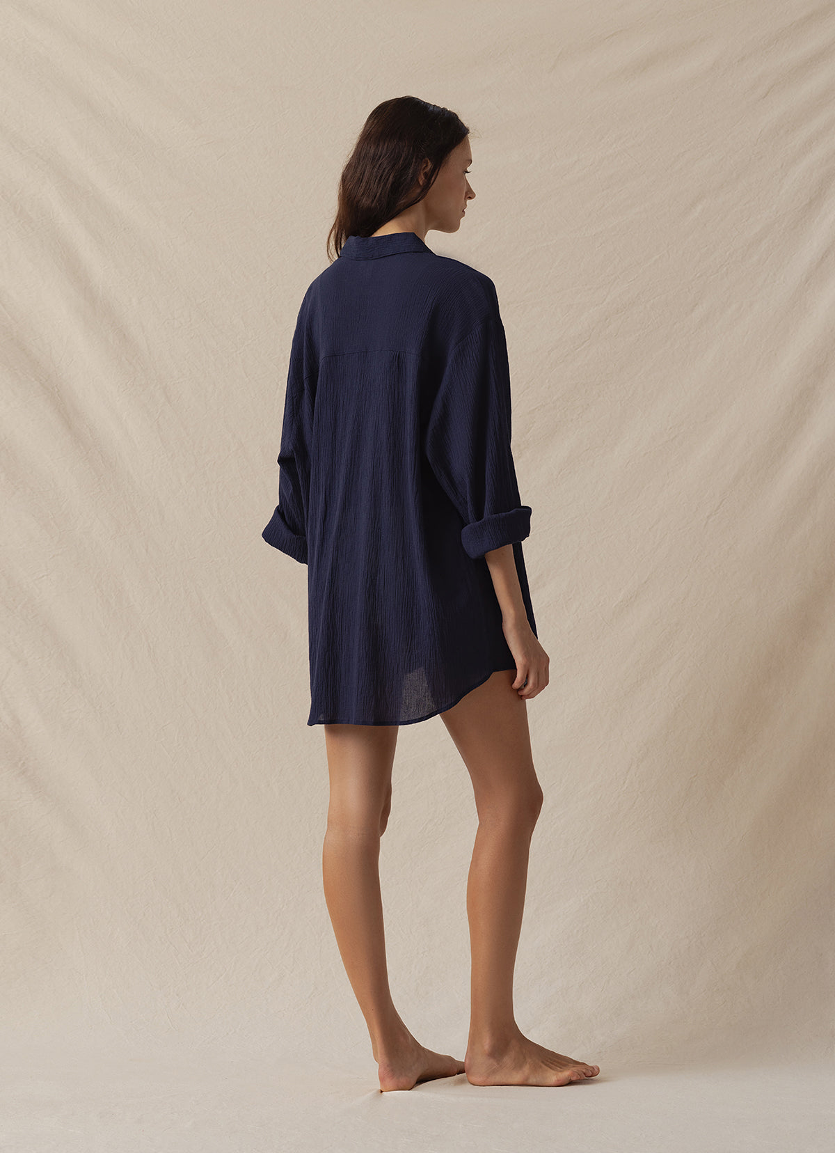 Crease loose shirts_Navy