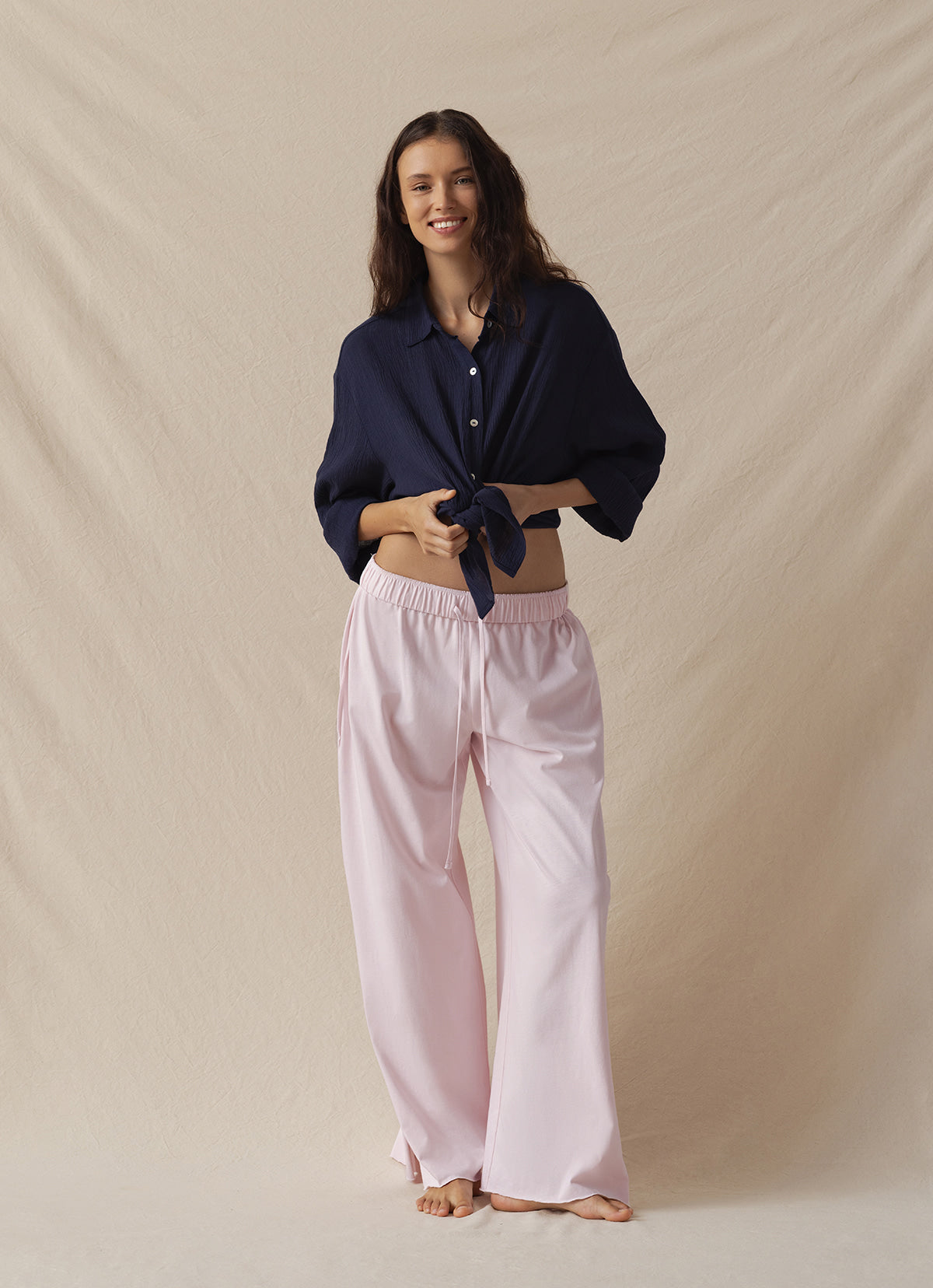 Crease loose shirts_Navy