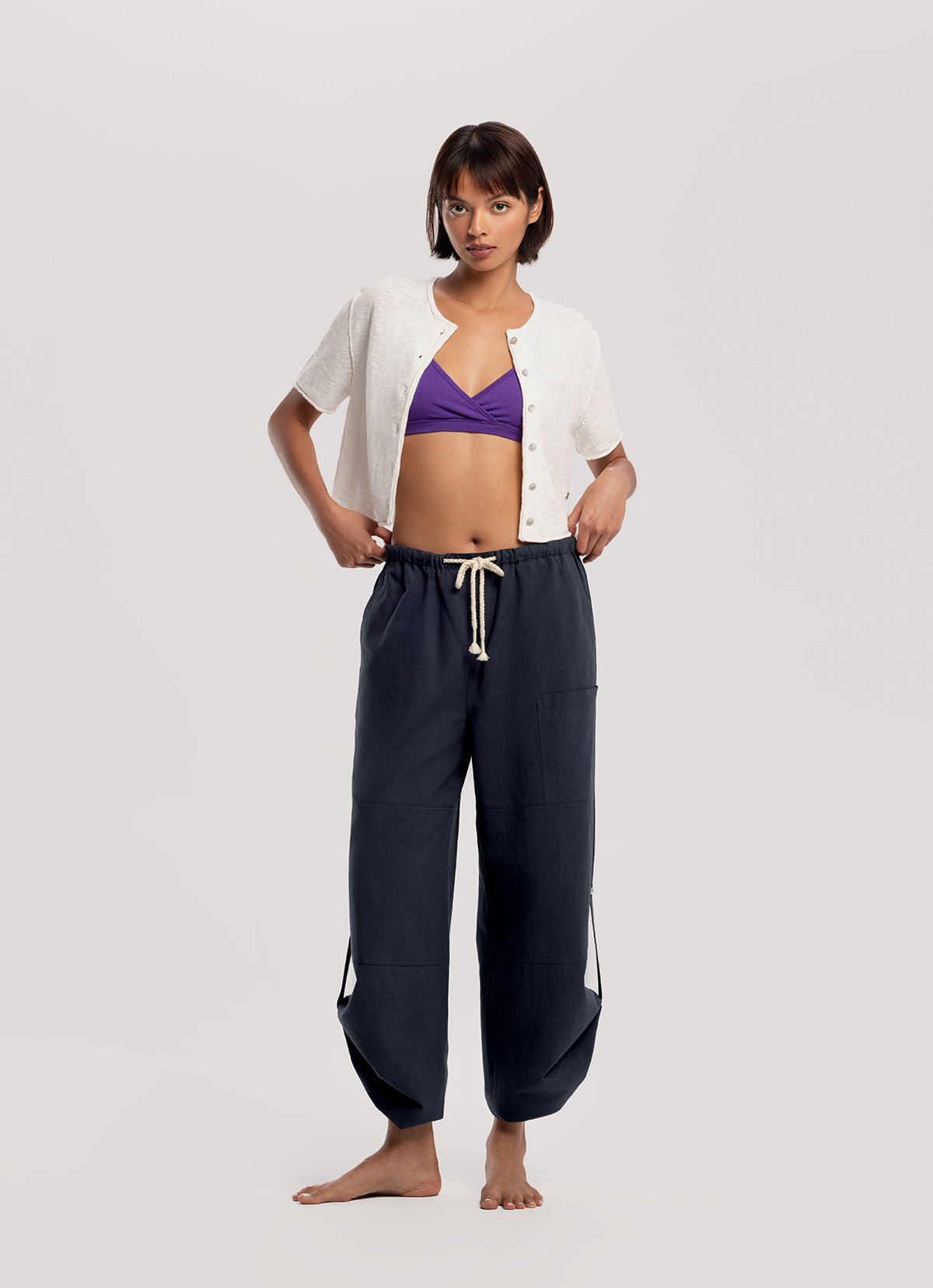 Two ways linen pants_Navy