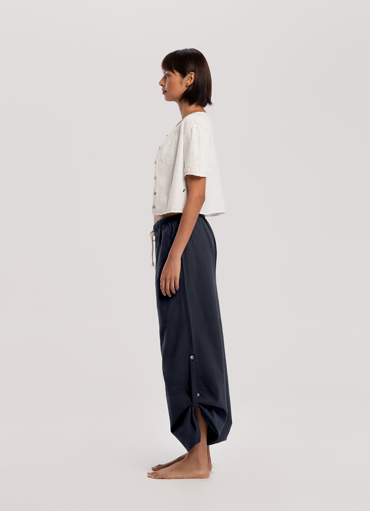 Two ways linen pants_Navy