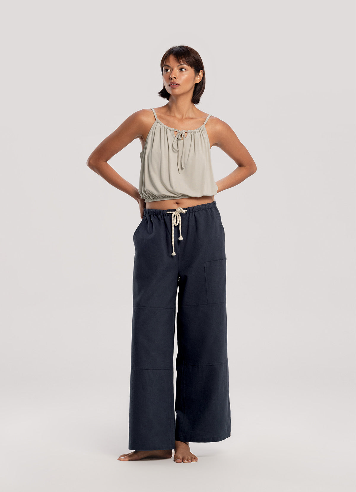 Two ways linen pants_Navy
