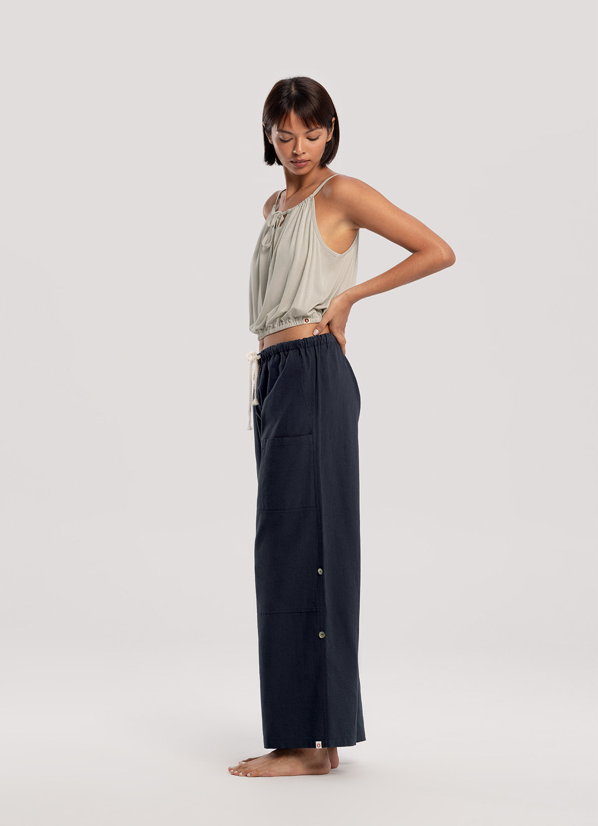 Two ways linen pants_Navy