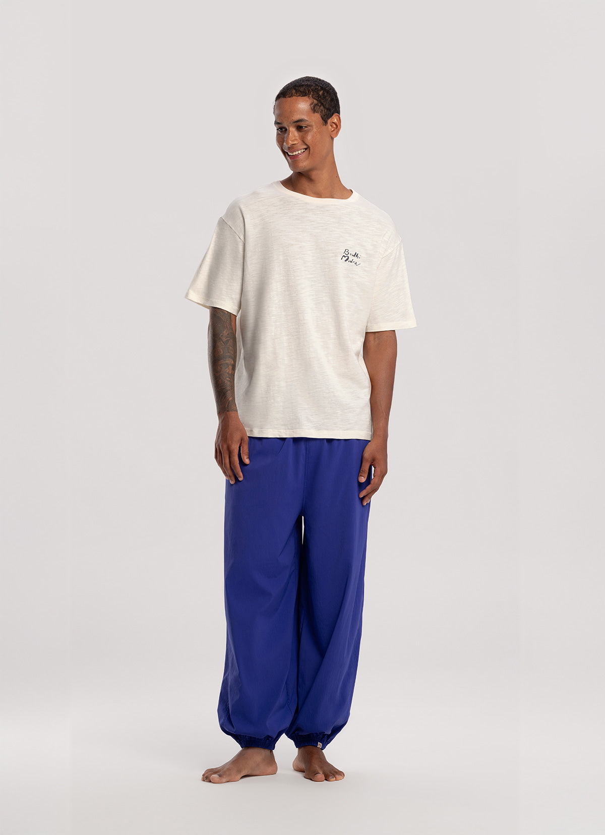 Diagonal jogger pants (Nylon ver.) (Unisex)_Spectrum Blue