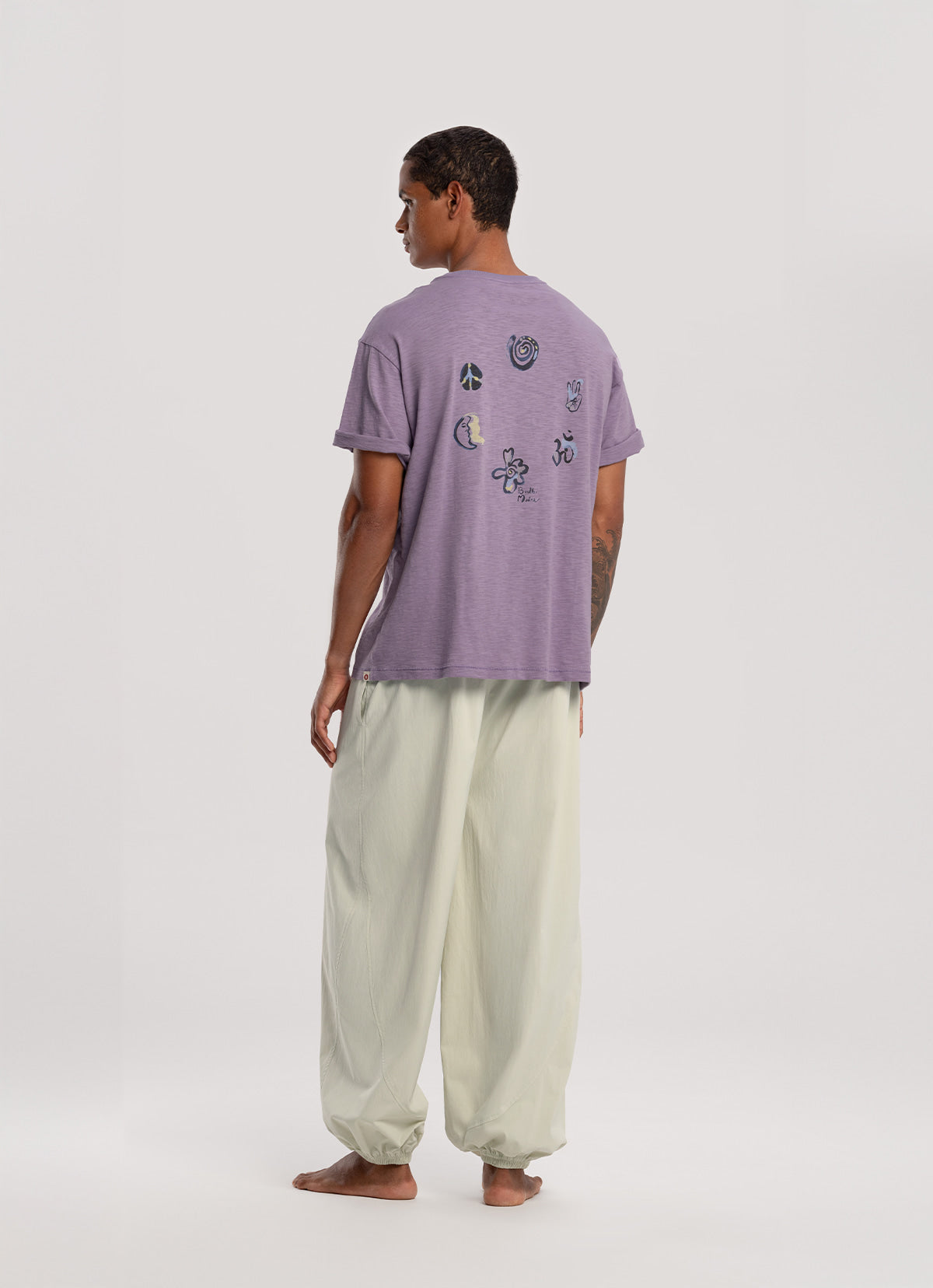Diagonal jogger pants (Nylon ver.) (Unisex)_Celadon Tint