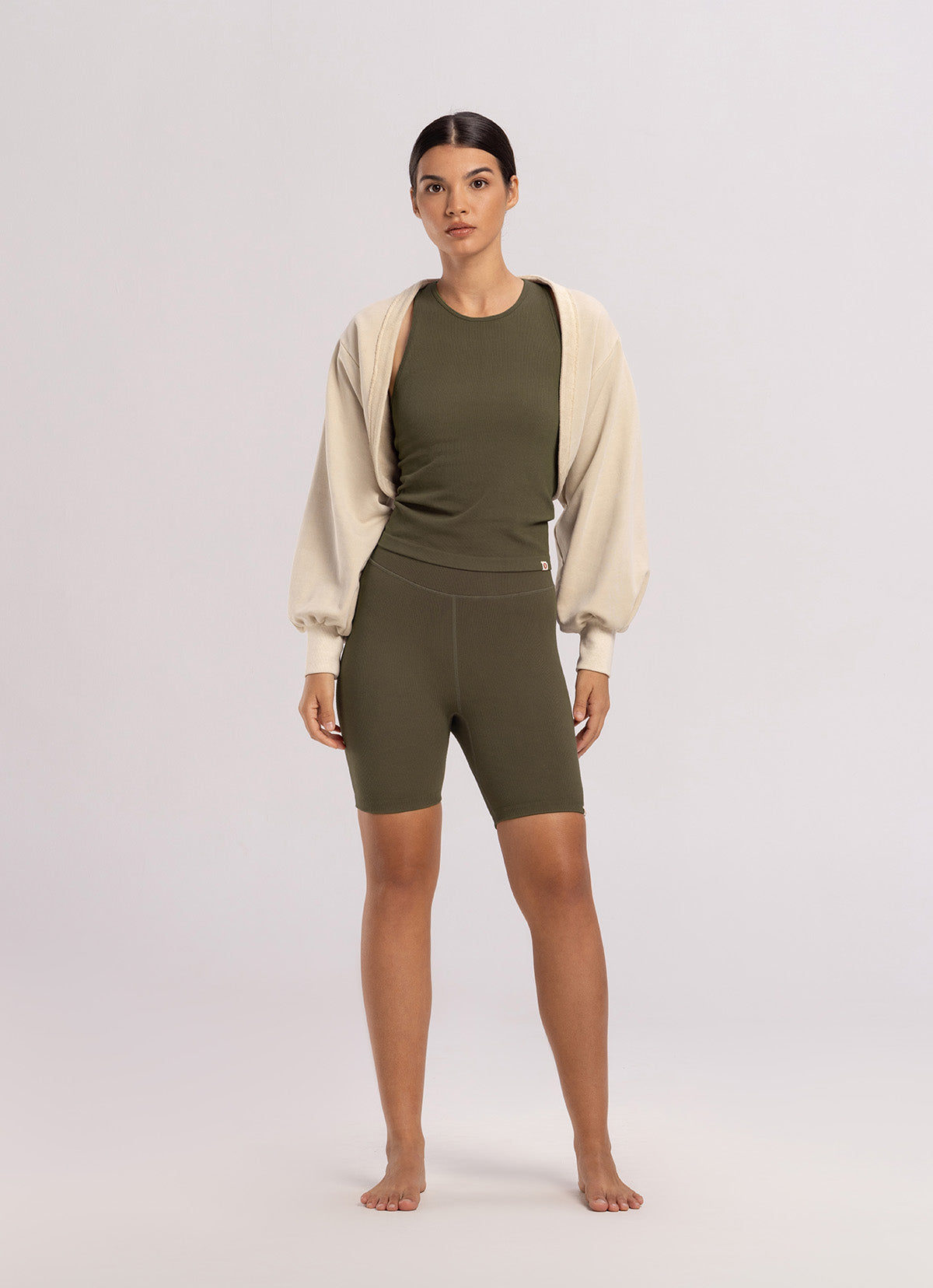 Seamless biased tank top_Stone Gray