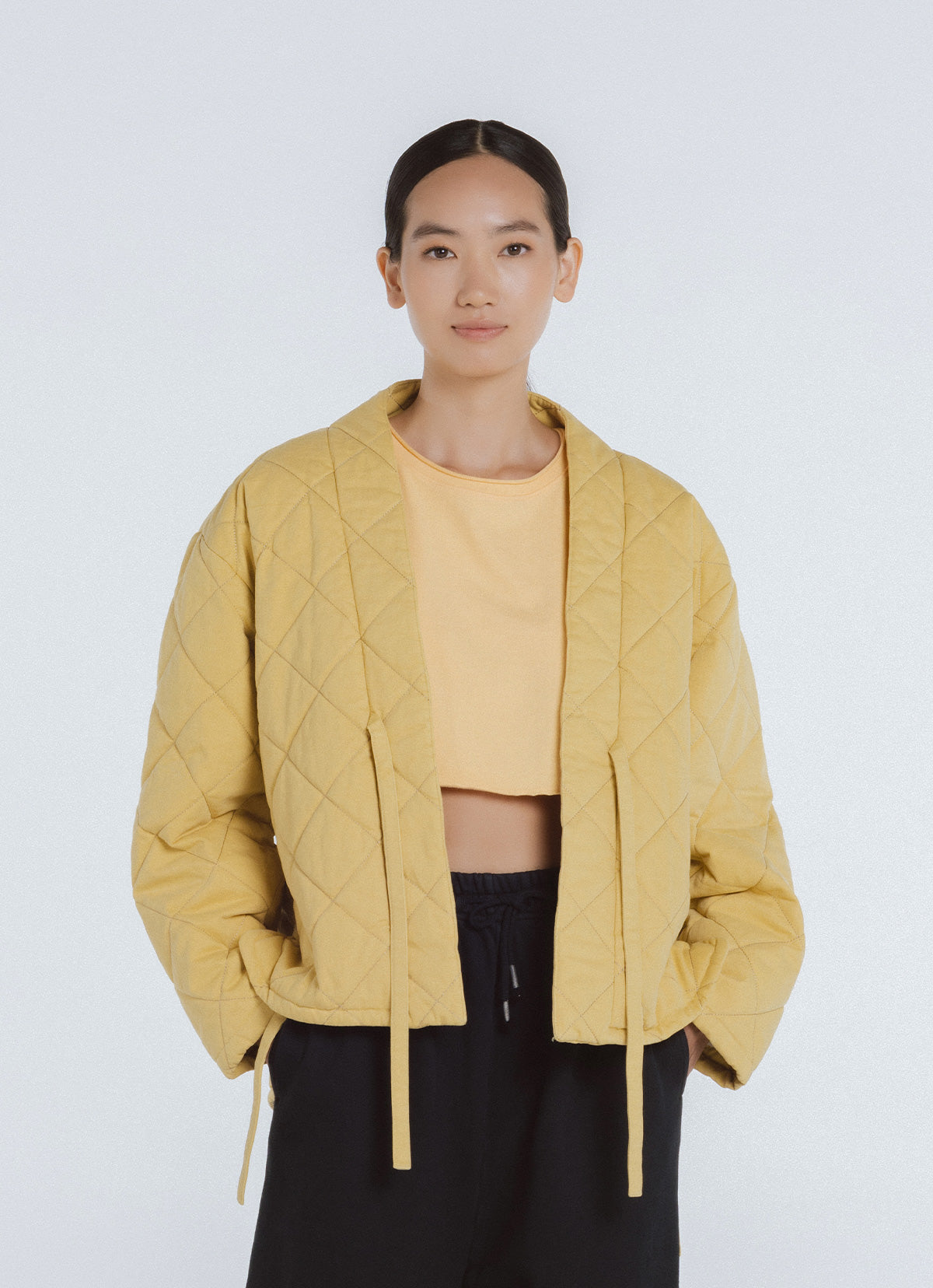 Quilted robe jacket_Oil Yellow