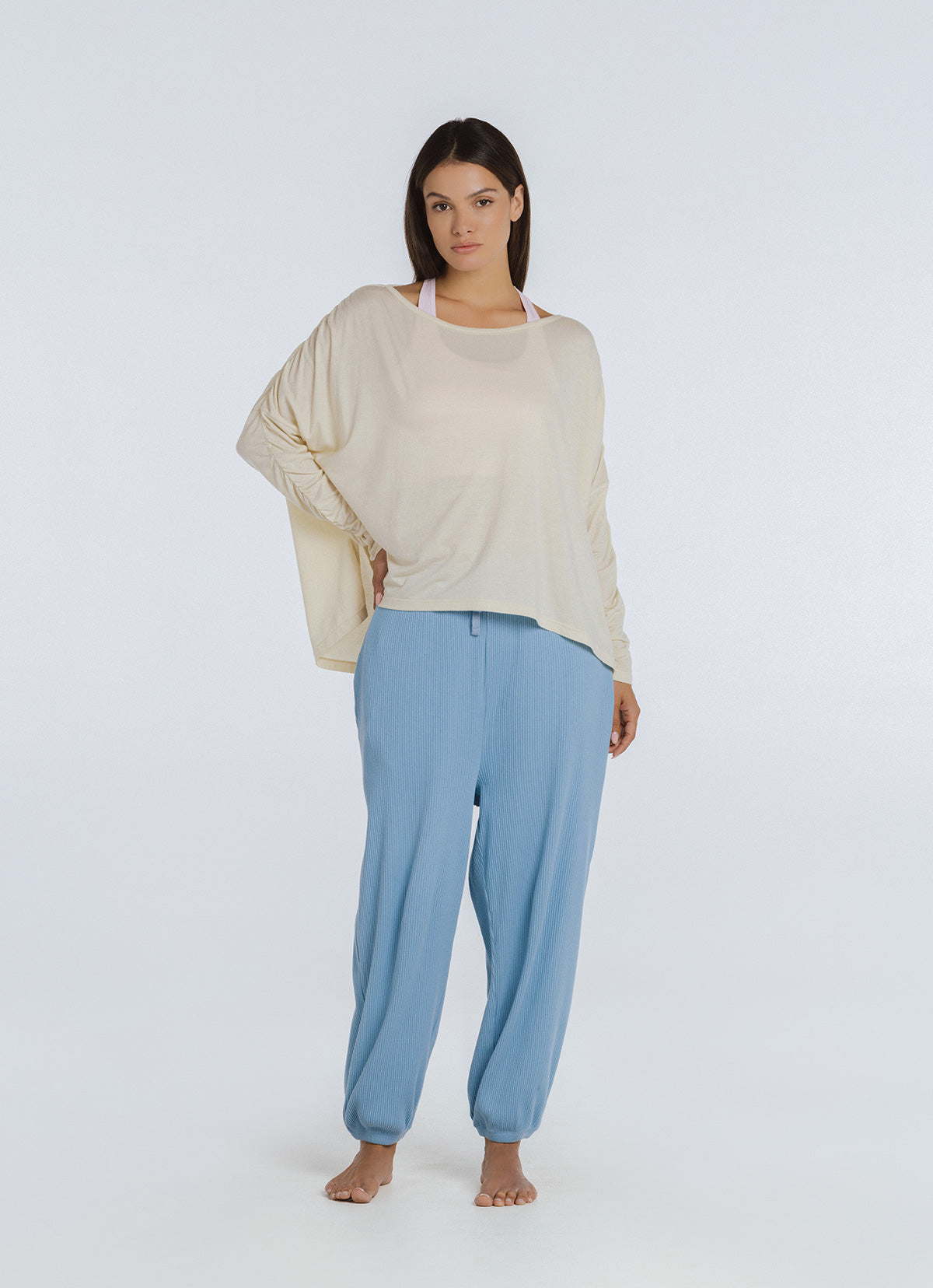 Wrinkle drop sleeve_Oyster White