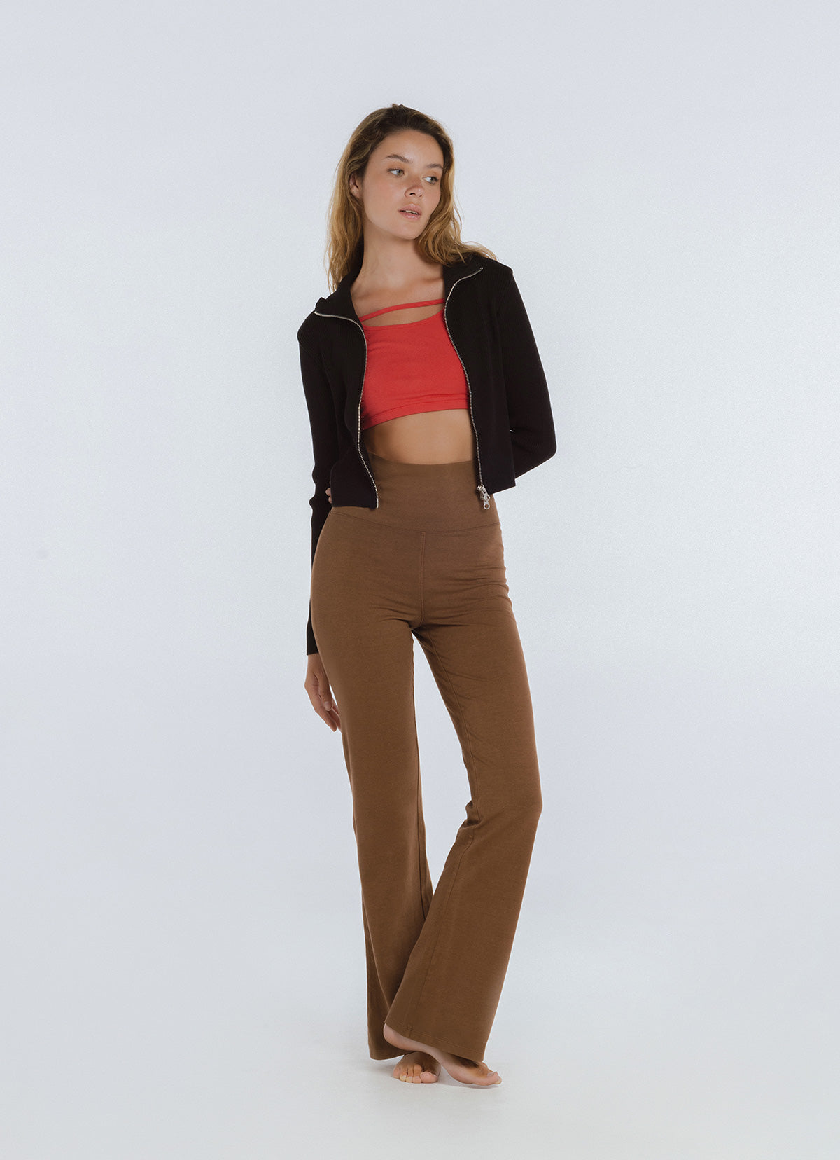 Polo-neck cardigan_Black