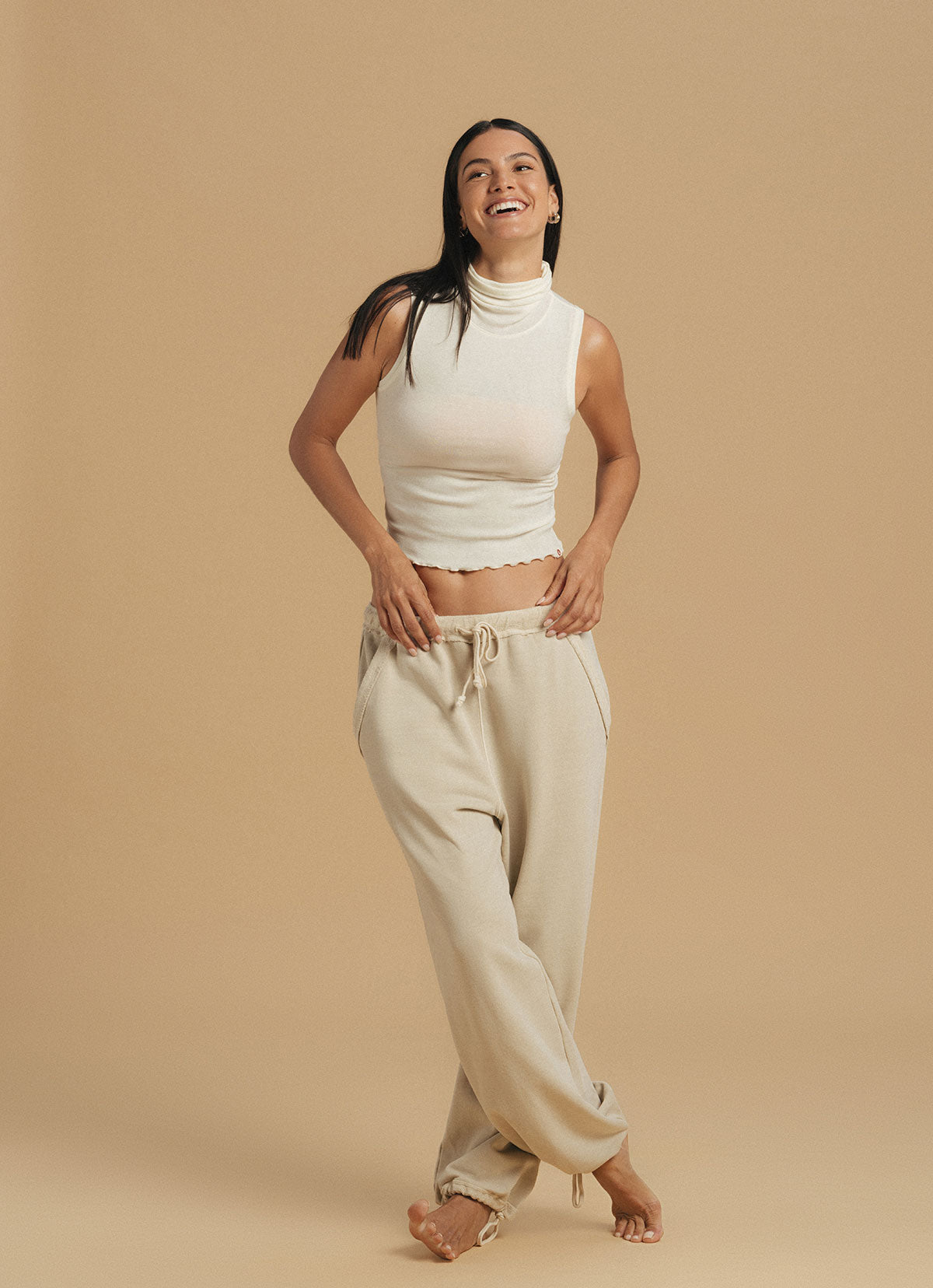 Loose sweat pants (Unisex)_Taupe