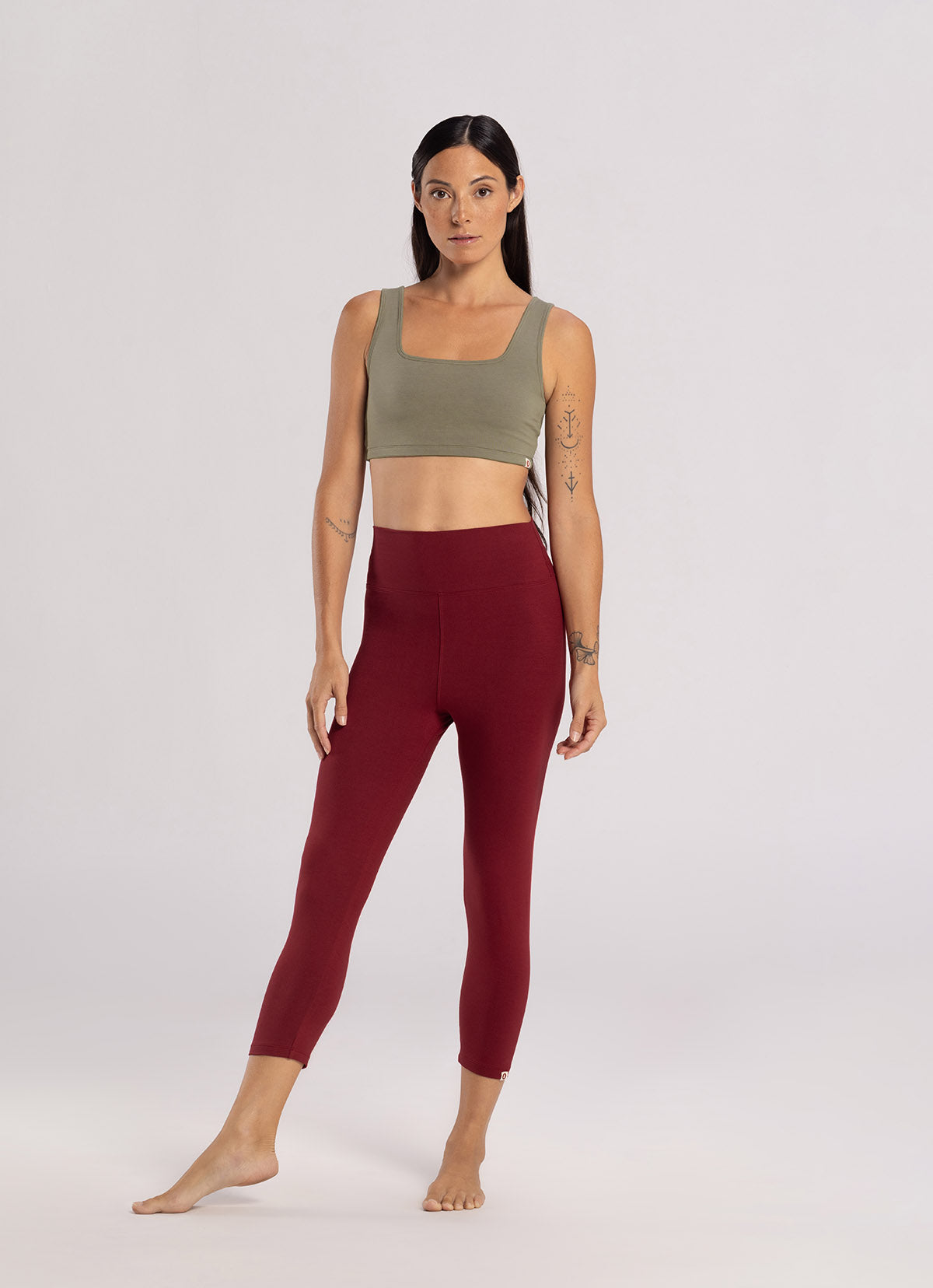Bamboo simple crop pants_Red