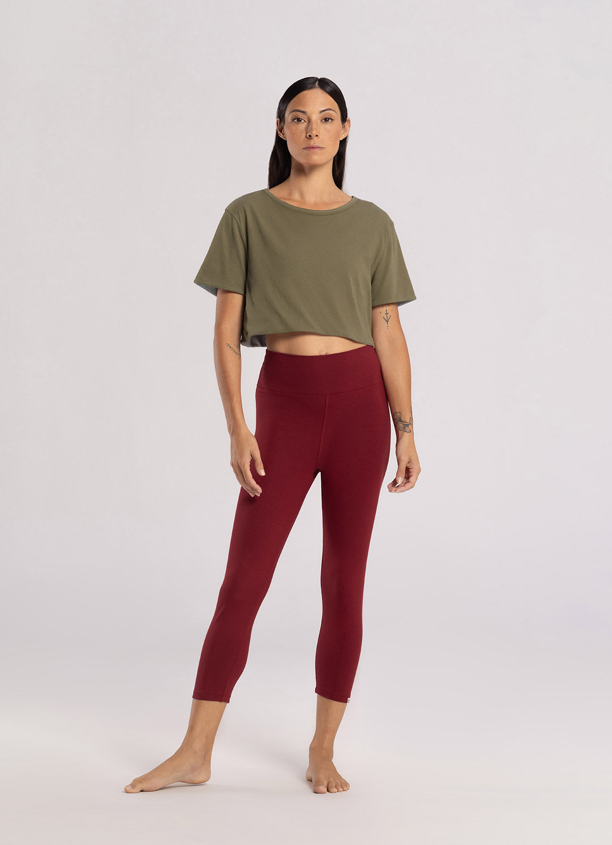 Bamboo simple crop pants_Red