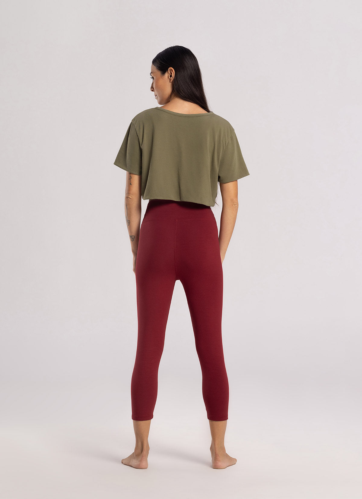 Bamboo simple crop pants_Red