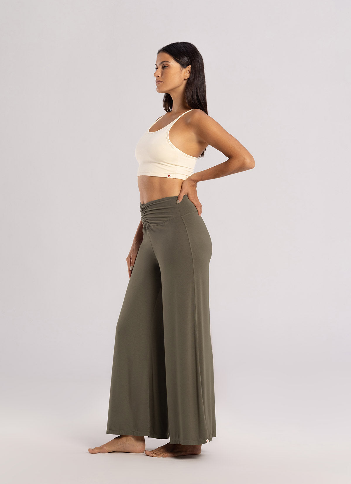 Shirring wide pants_Stone Gray