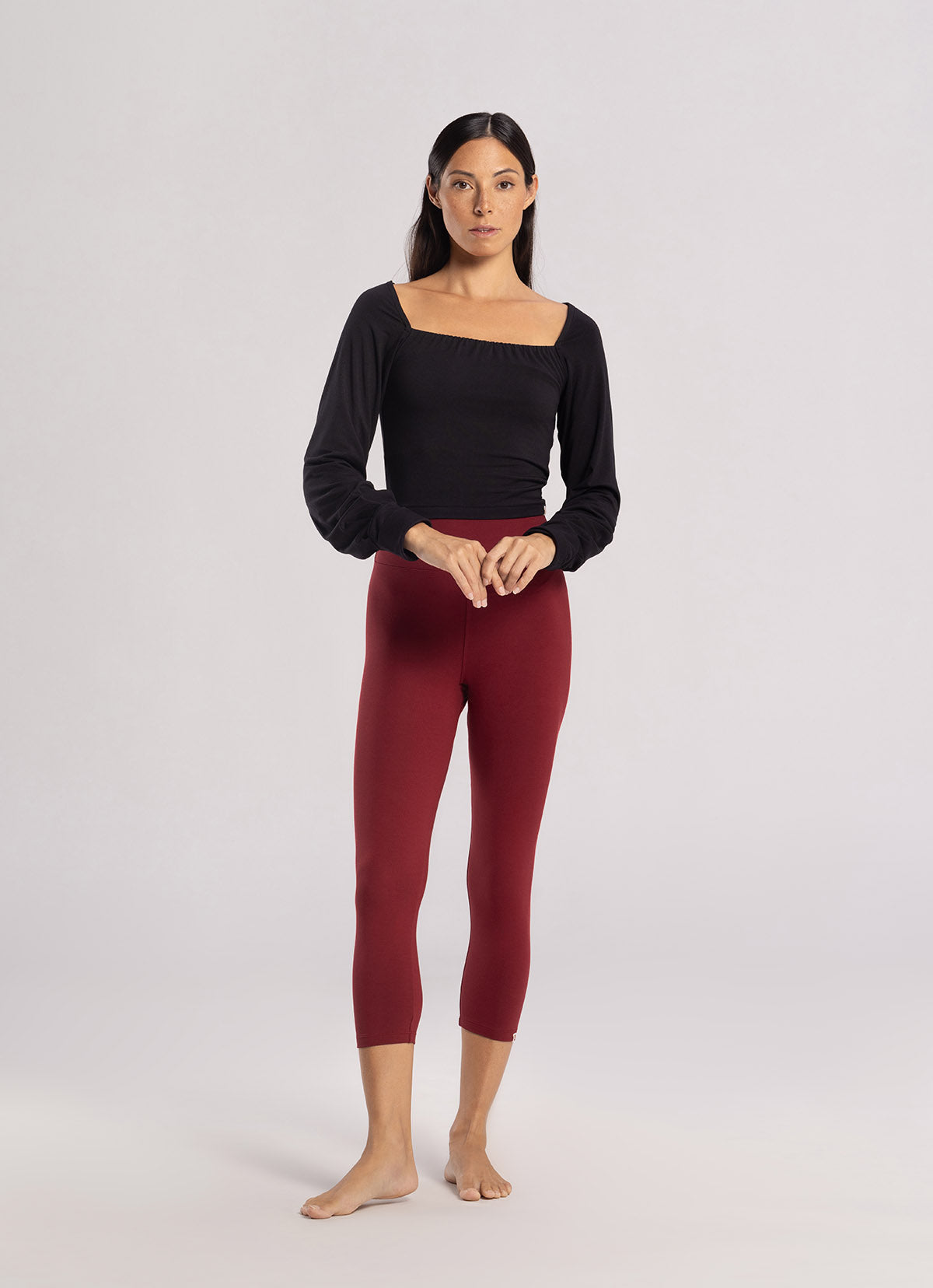 Bamboo simple crop pants_Red