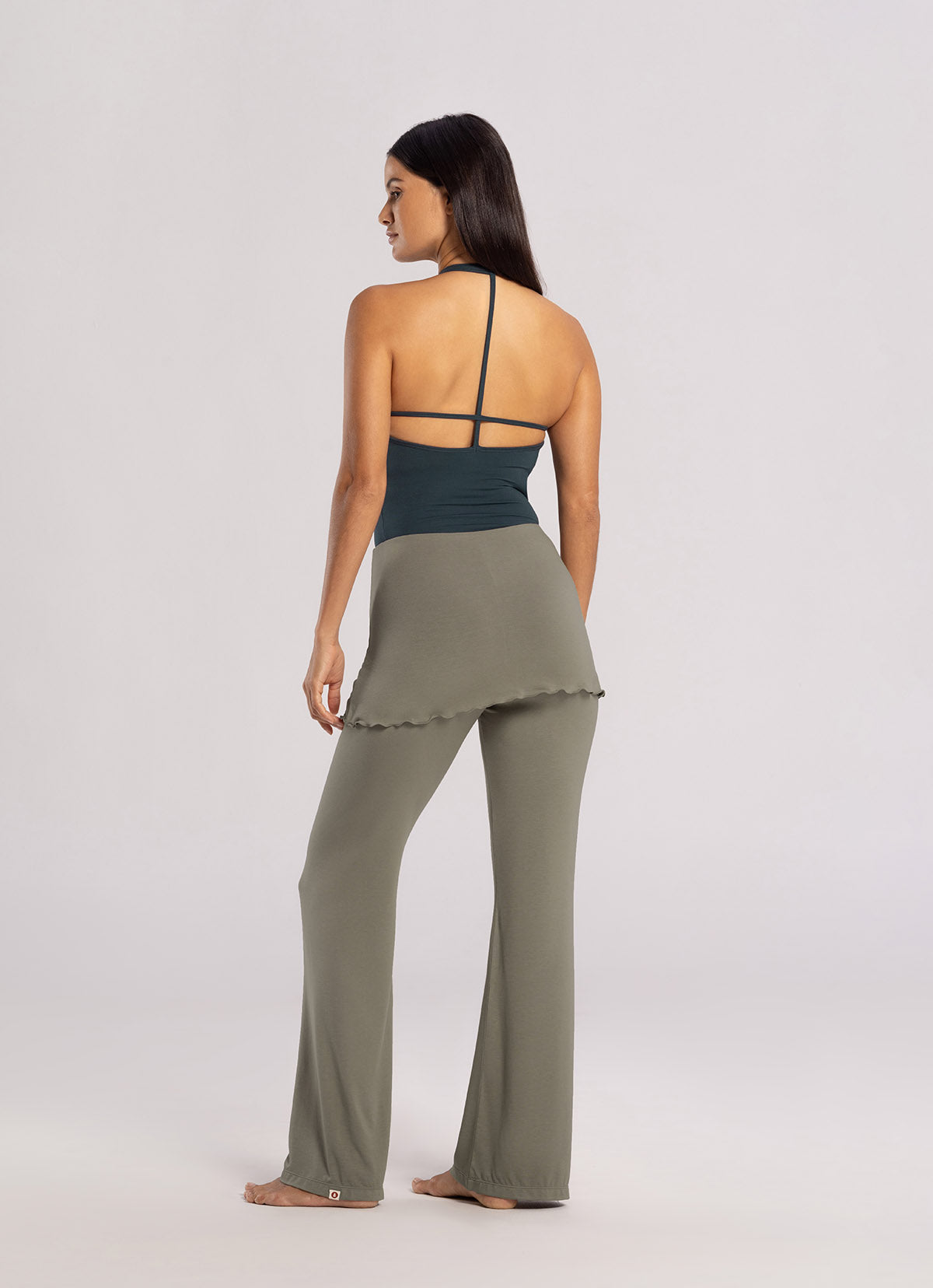 Layered skirt pants_Grey Khaki