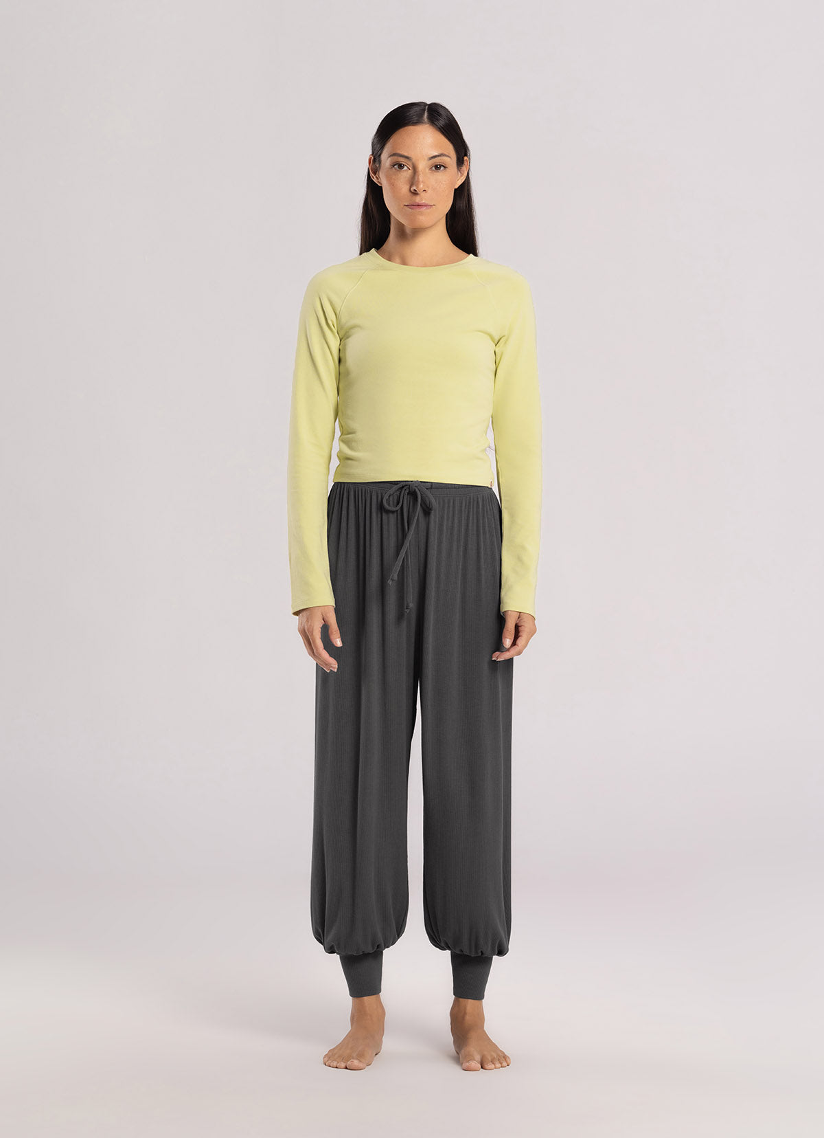 Rib jogger ankle pants_Dark Grey