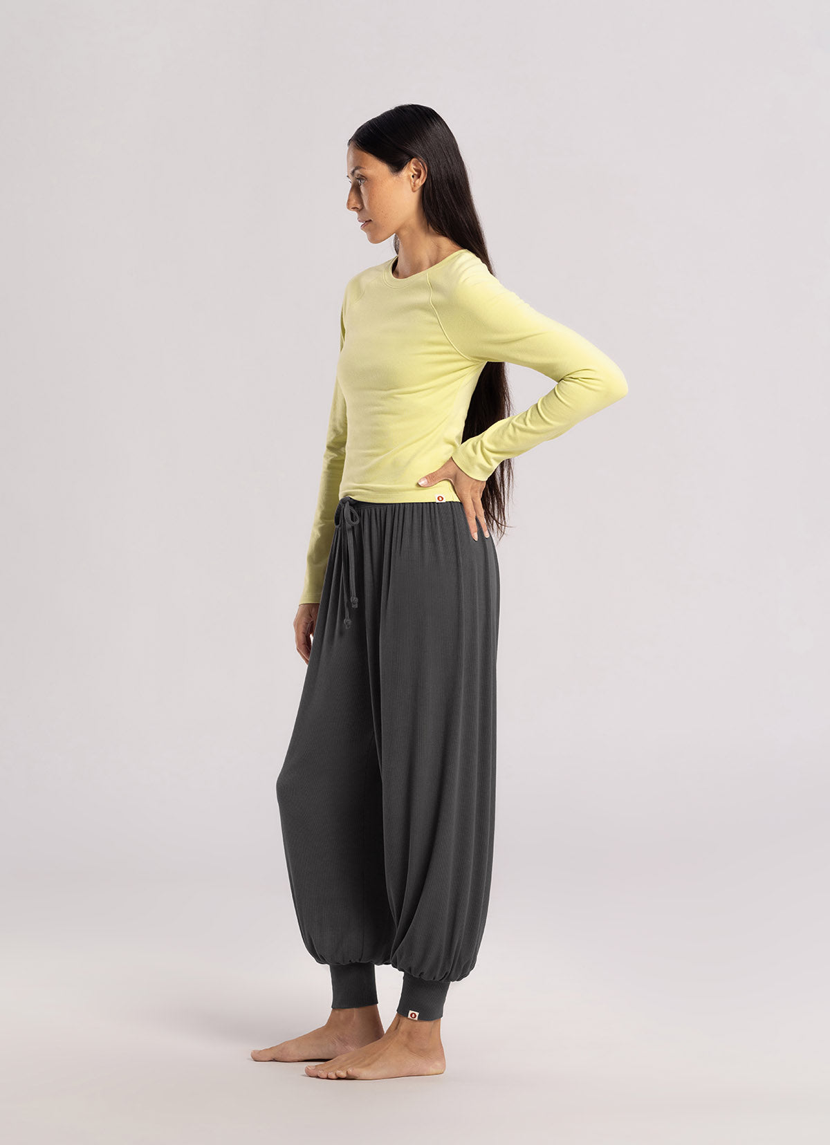 Rib jogger ankle pants_Dark Grey